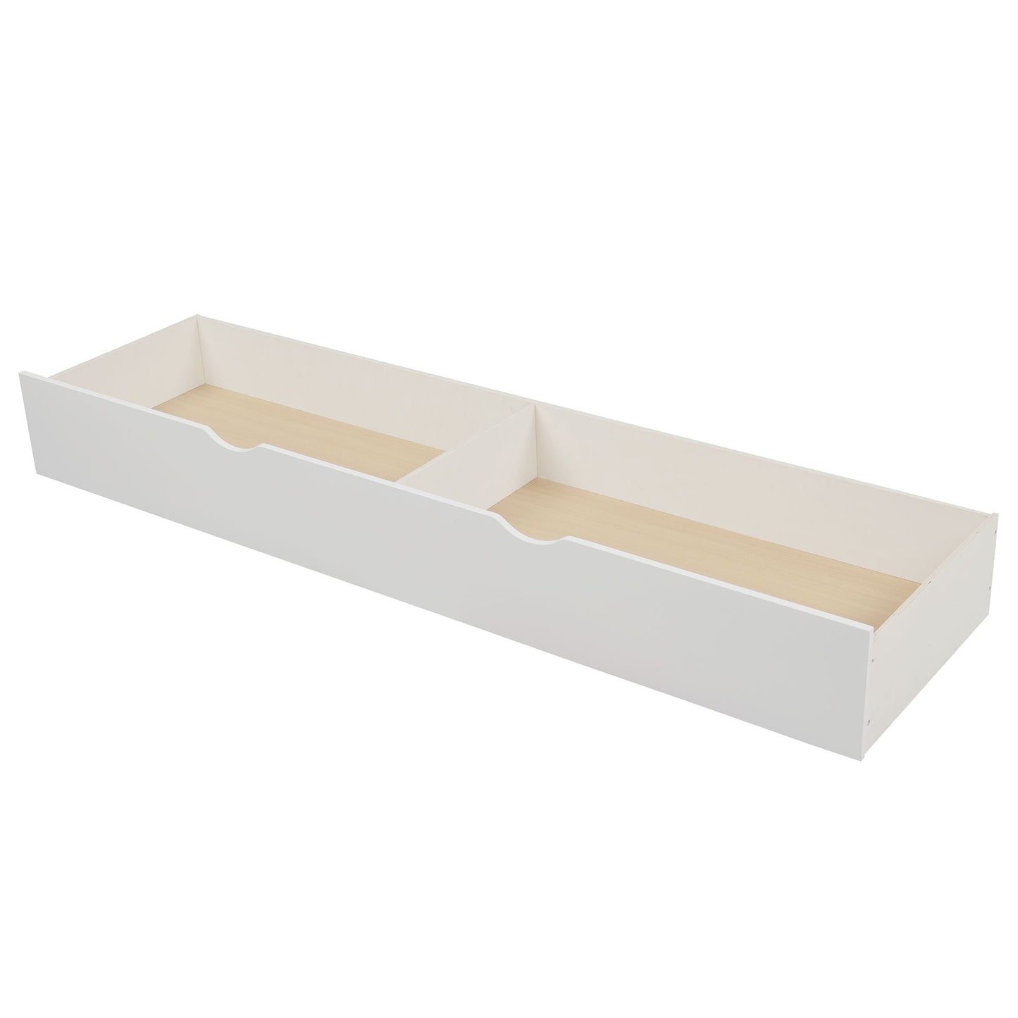 Convertible Twin Over Full Wood Bunk Bed with Storage Shelves and Drawers, White | Just Better Bunk Beds