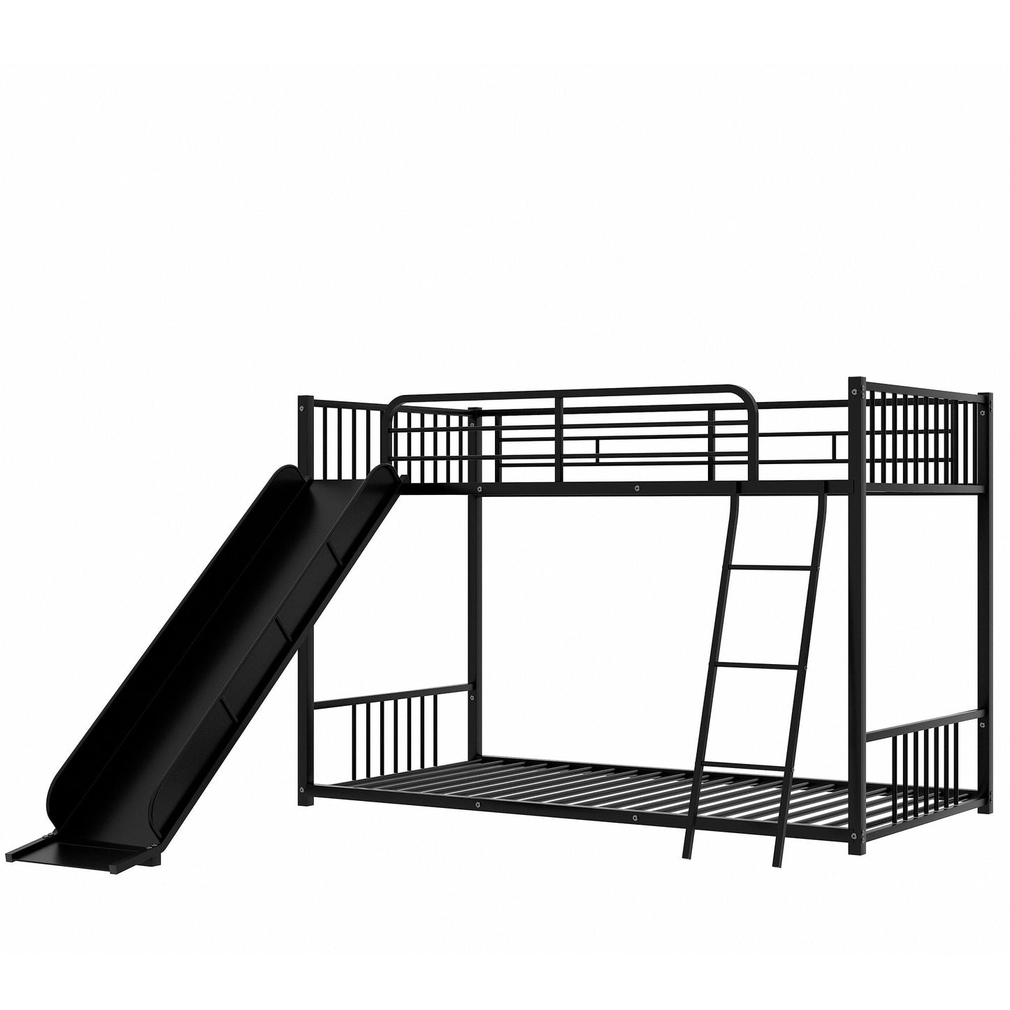 Space-Saving Metal Bunk Bed with Slide Twin Over Twin, White | Just Better Bunk Beds