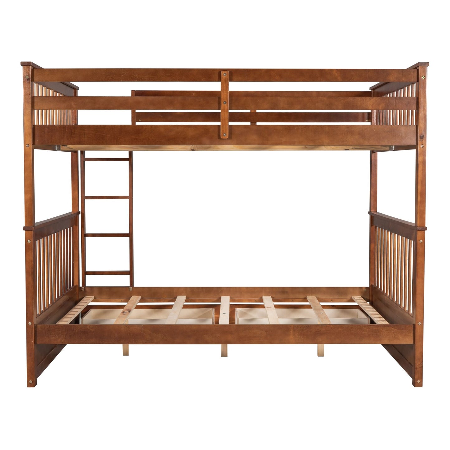 Shared Room Solution Full Over Full Wood Bunk Bed with Ladders and Storage Drawers, Walnut | Just Better Bunk Beds