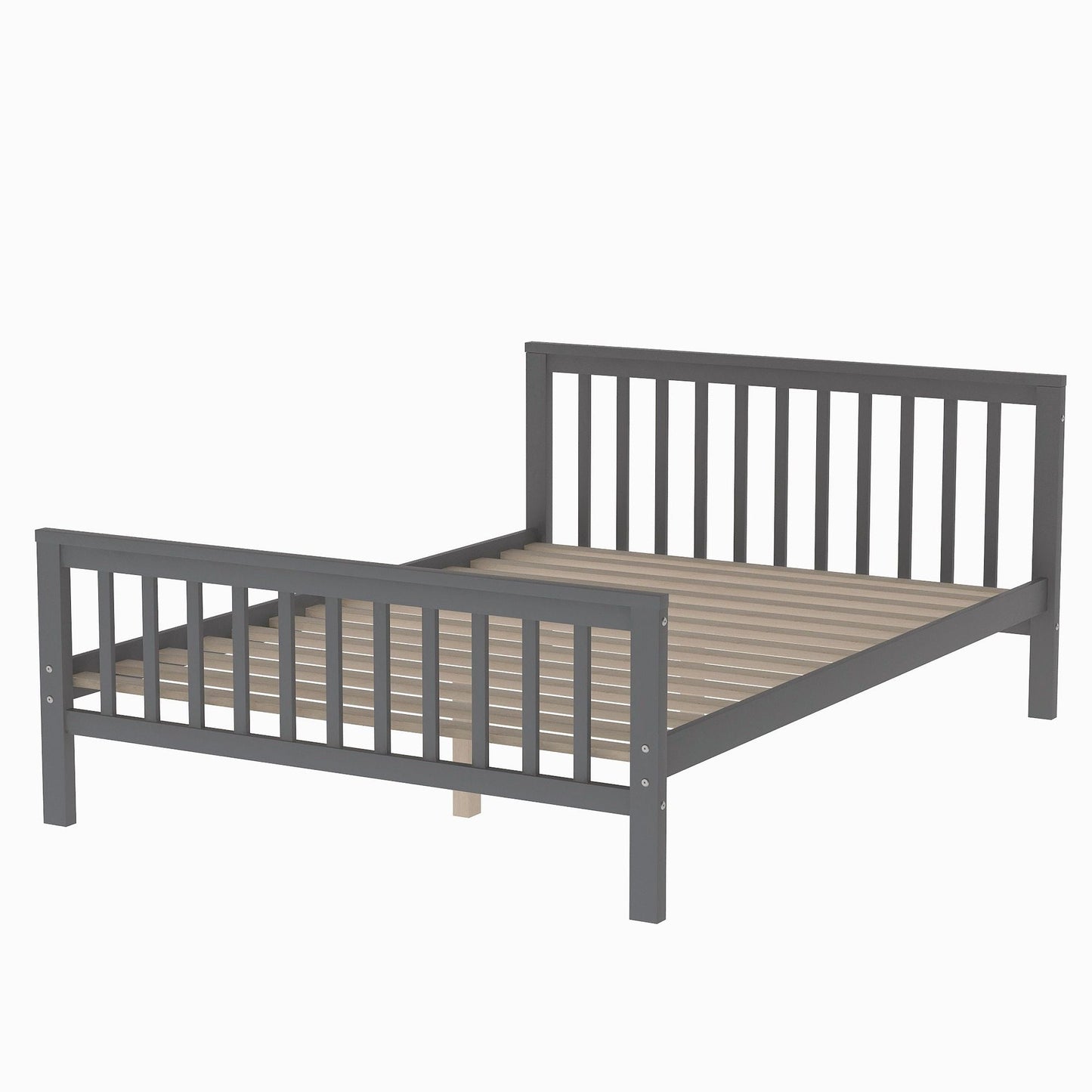 Space-Saving Twin Over Full Wood Loft Bed with Staircase, Gray | Just Better Bunk Beds