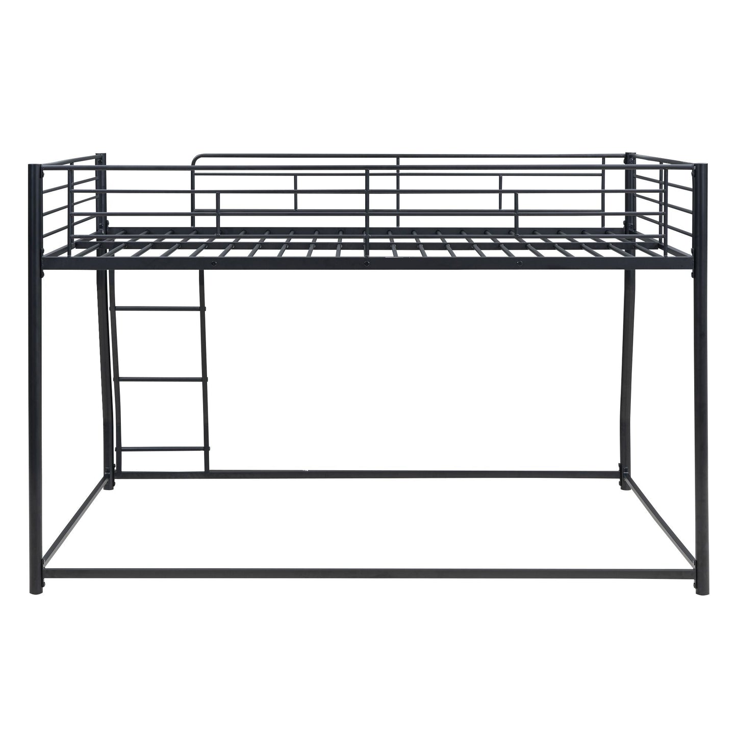 Shared Room Solution Full XL Over Queen Metal Floor Bunk Bed, Black | Just Better Bunk Beds