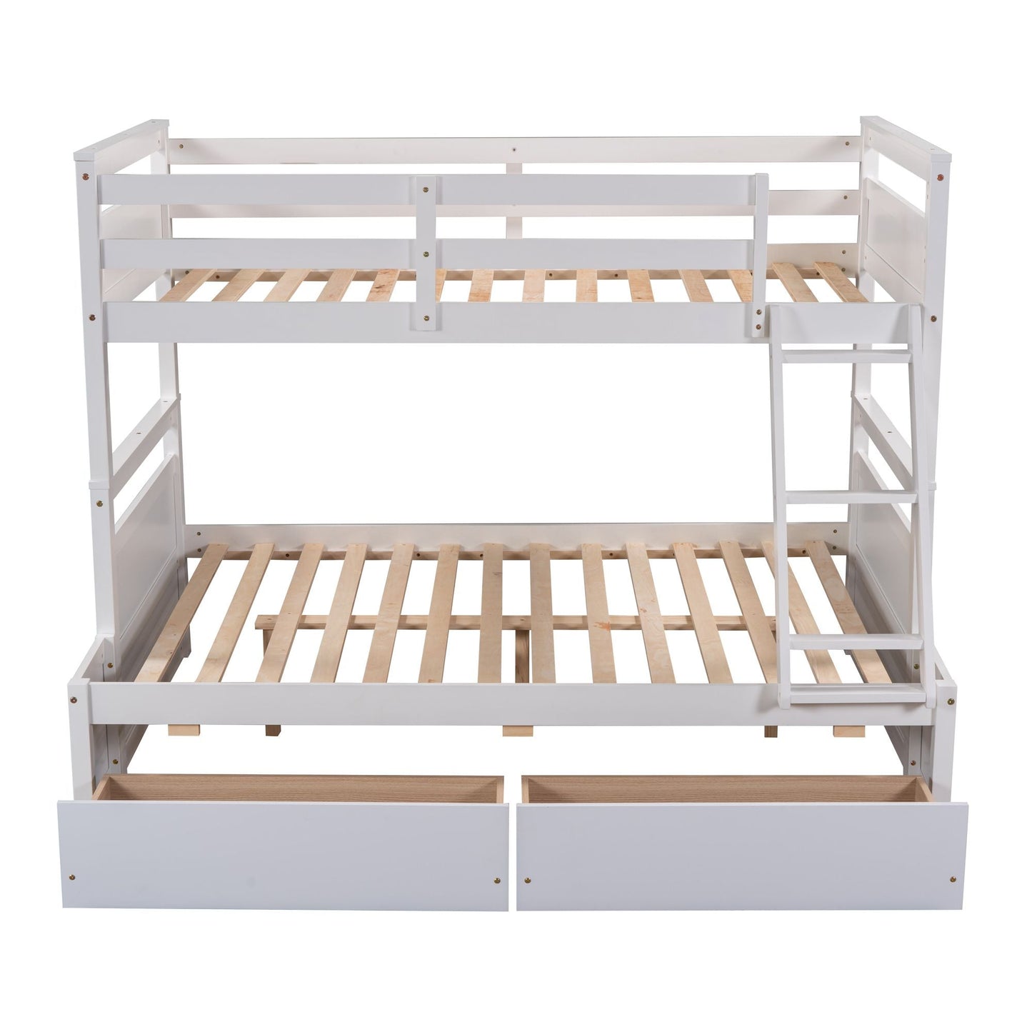 Space-Saving Twin Over Full Wood Bunk Bed with Storage, White | Just Better Bunk Beds
