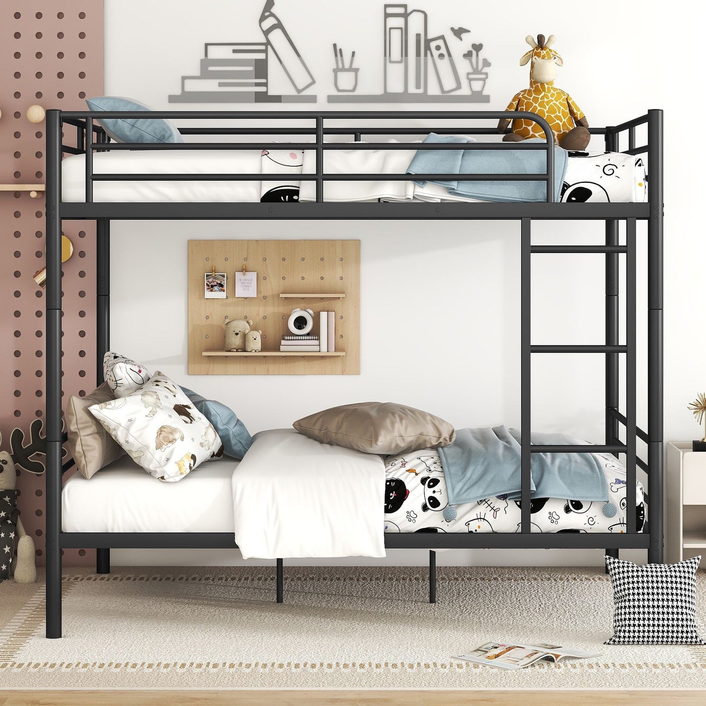Space-Saving Full Over Full Metal Bunk Bed, Available in Black, Silver, and White | Just Better Bunk Beds