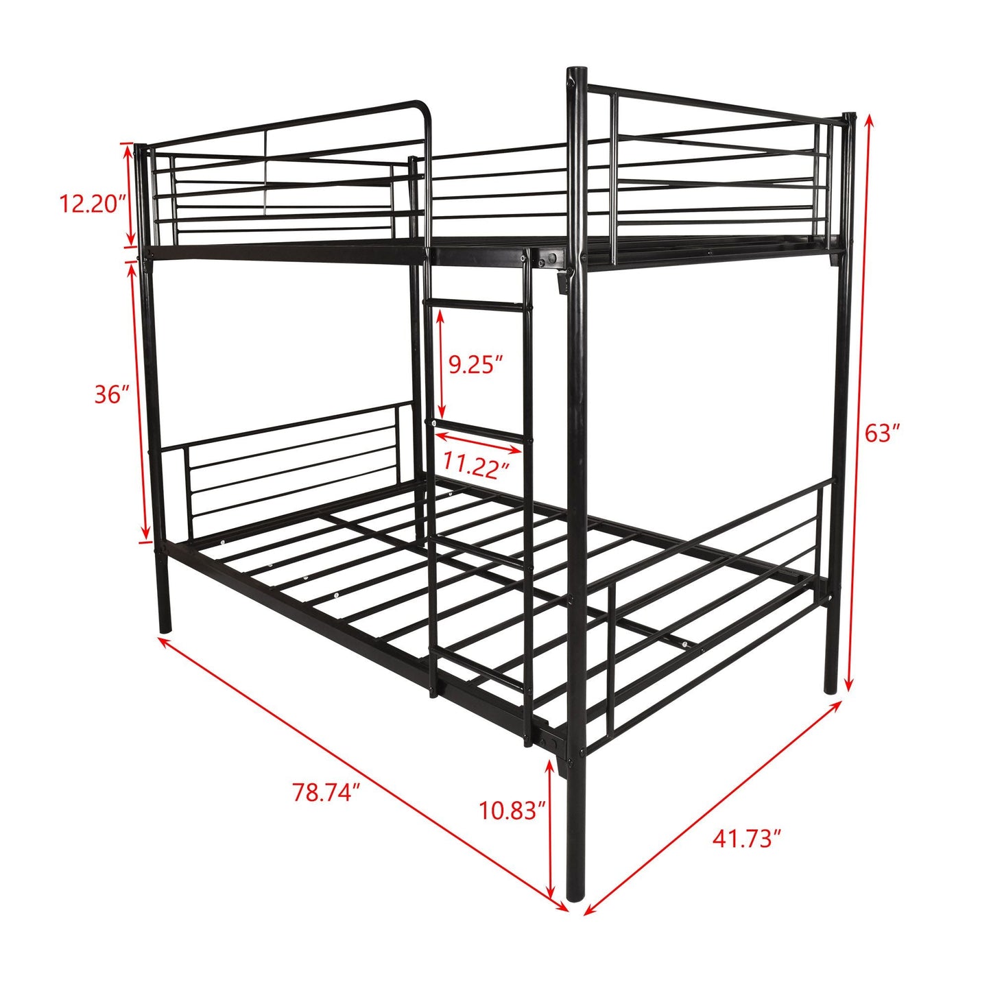 Twin over Twin Bunk Bed,  Metal Frame with Ladder