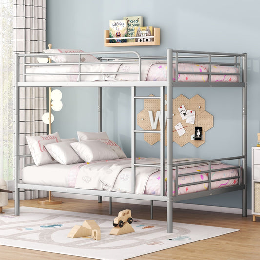 Heavy-Duty Full Over Full Metal Bunk Bed with Safety Guardrails, Space-Saving Design, Easy Assembly, Silver | Just Better Bunk Beds