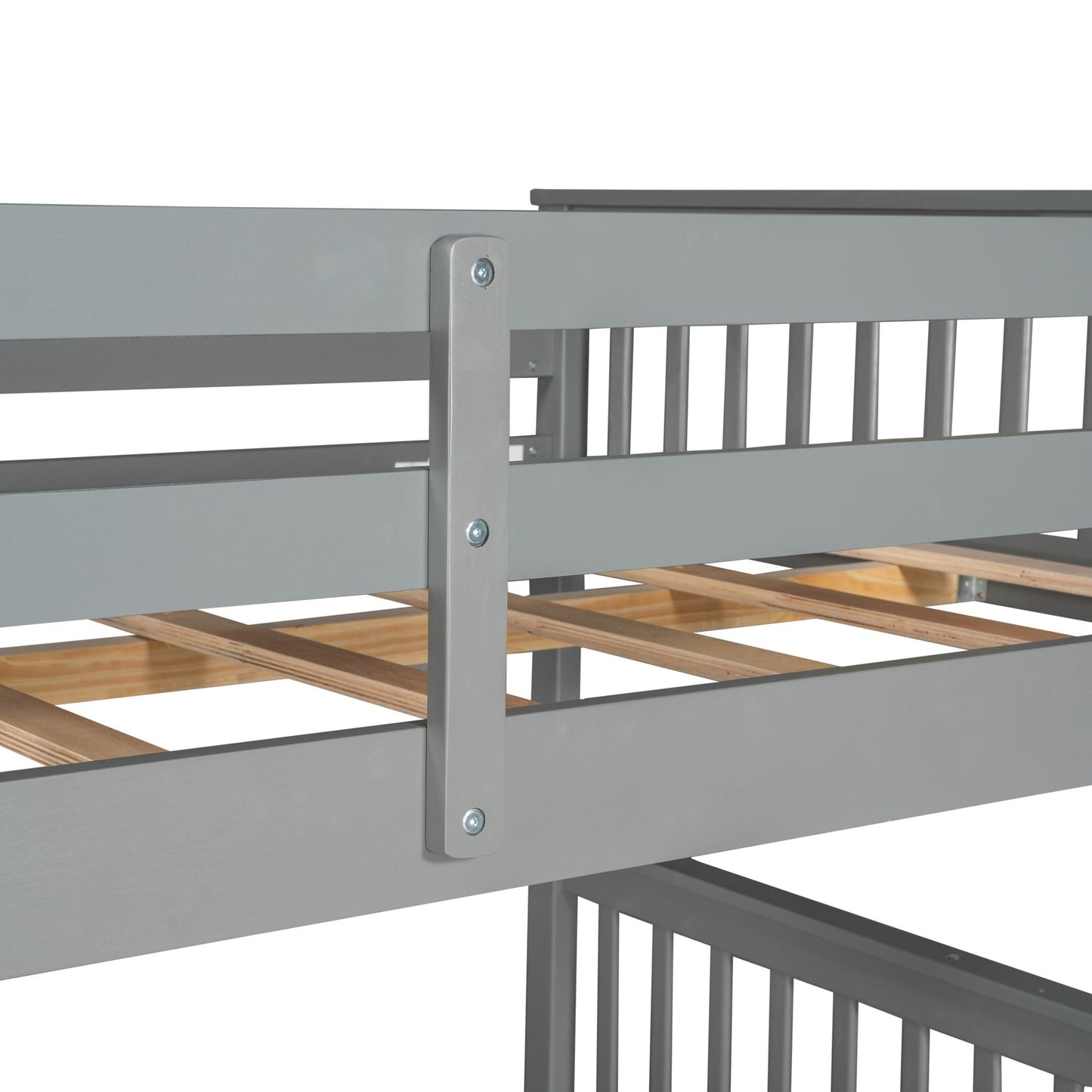 Storage-Enhanced Full Over Full Wood Bunk Bed with Ladders, Two Drawers, White | Just Better Bunk Beds
