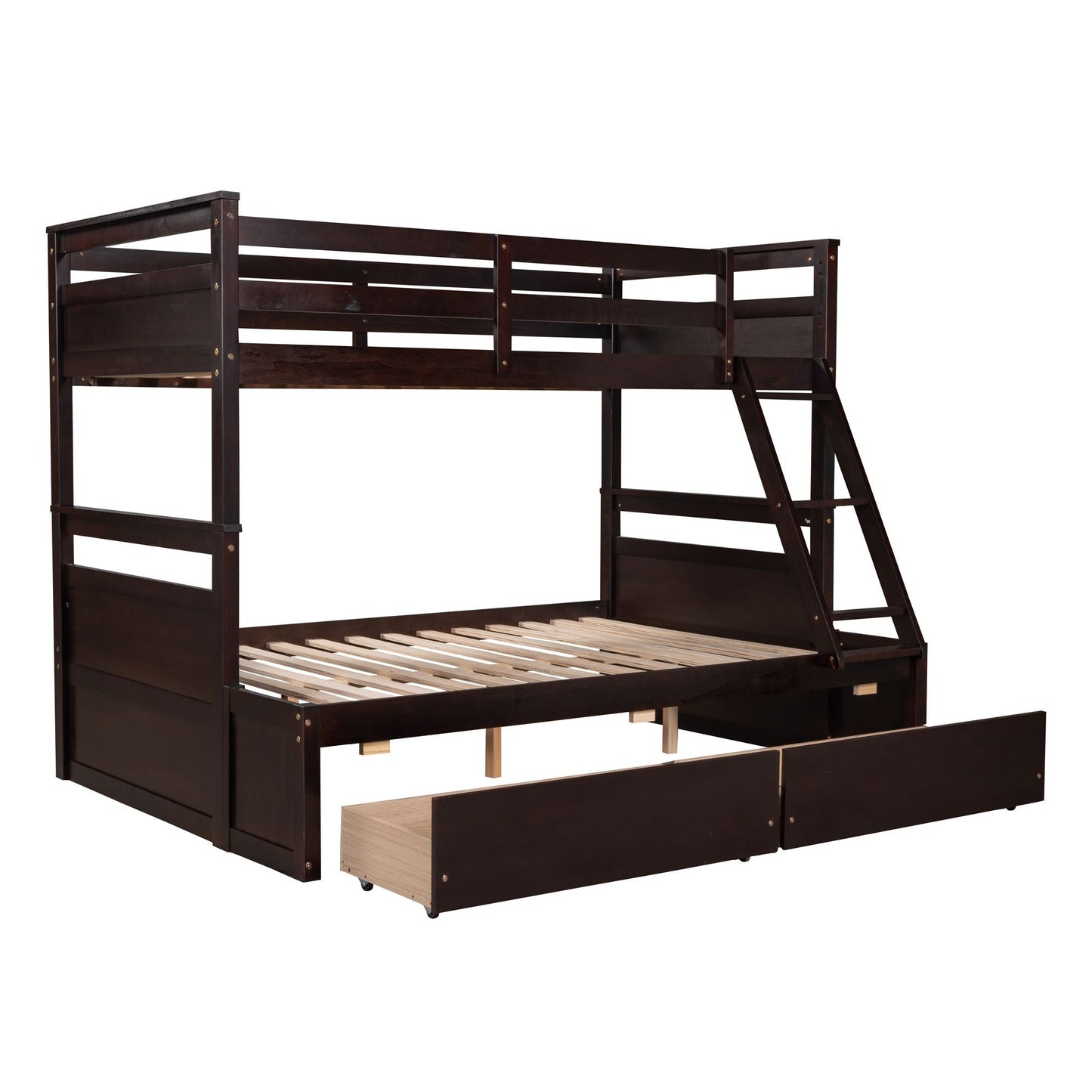 Space-Saving Twin Over Full Wood Bunk Bed with Storage, White | Just Better Bunk Beds
