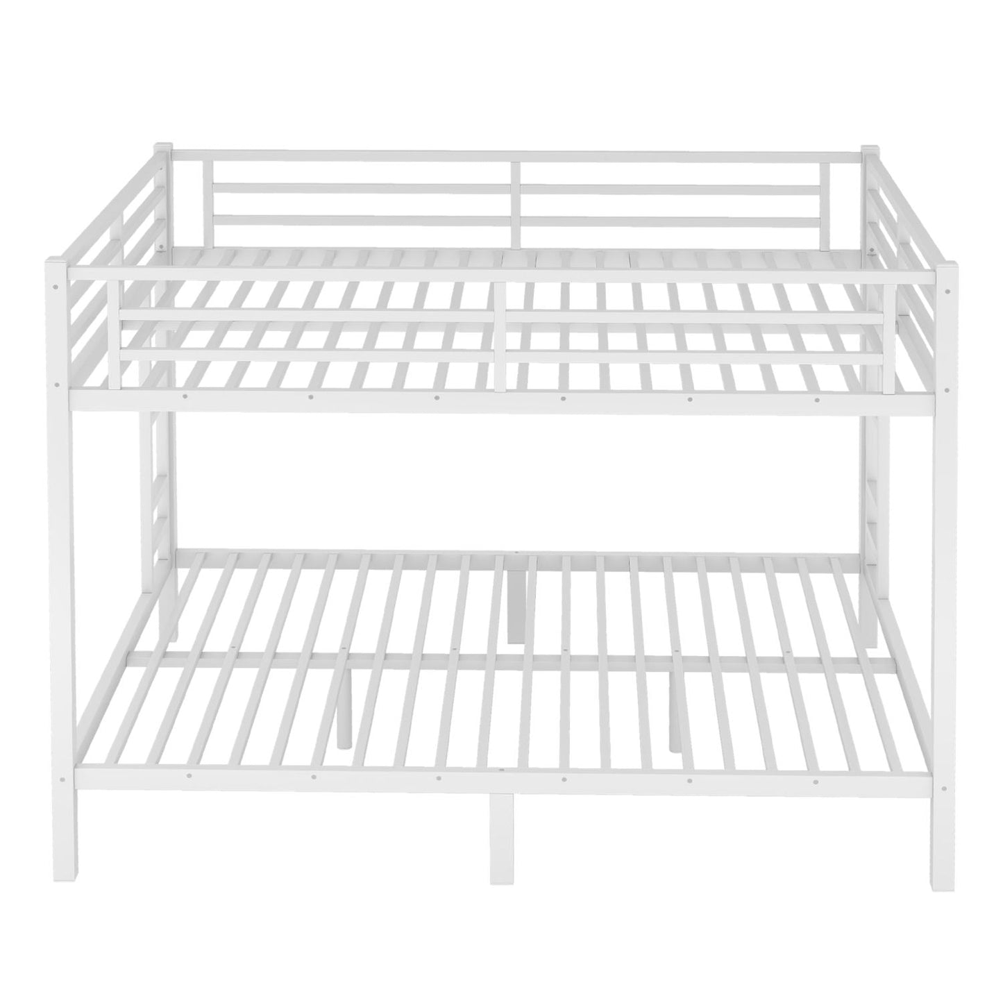 Heavy-Duty Queen Over Queen Metal Bunk Bed for Teens and Adults, Space-Saving, Noise Reduced, No Box Spring Needed, White | Just Better Bunk Beds