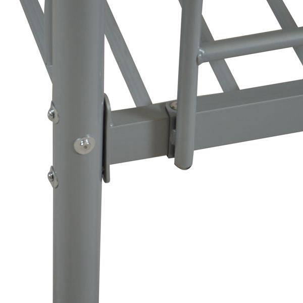 Twin Size Gray Iron Bunk Bed with Ladder for Kids - Stylish and Space-Saving Design