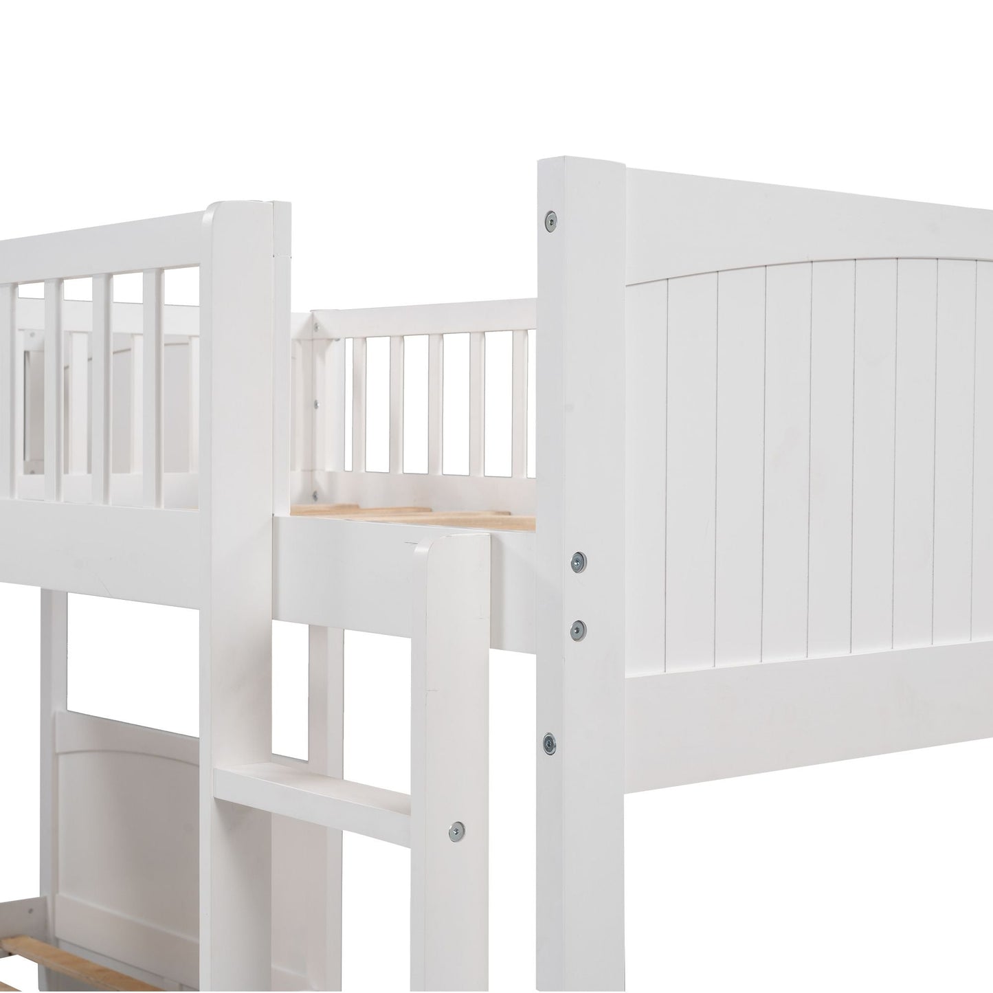 Loft Style Twin Wood Bunk Bed with Two Drawers, Gray | Just Better Bunk Beds