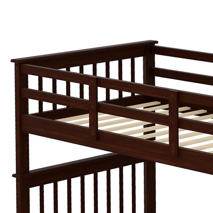 Staircase Storage Twin Over Twin Wood Bunk Bed, Espresso | Just Better Bunk Beds