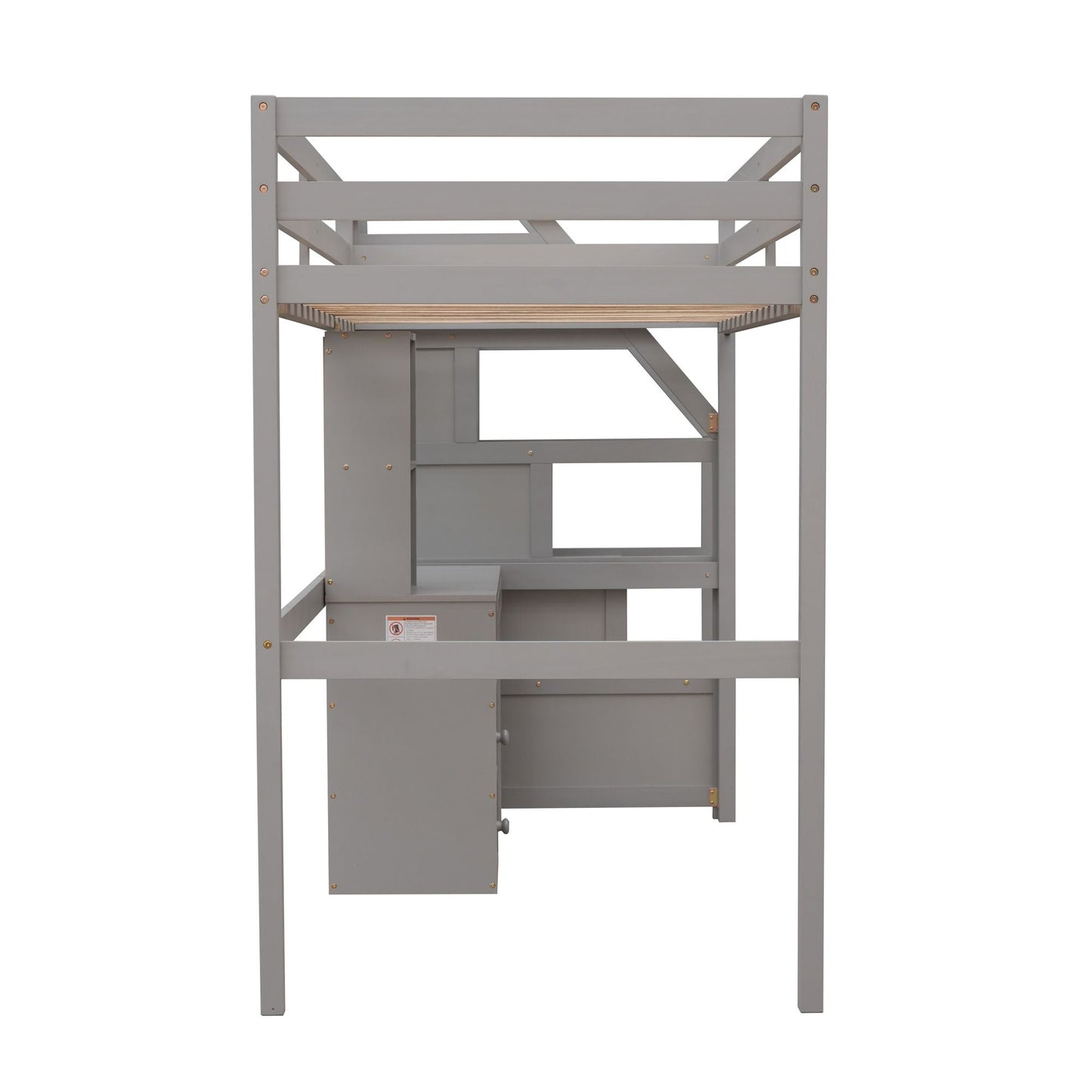 Space-Saving Twin Wood Loft Bed with Stand-Alone Bed, Storage Staircase, Desk, Shelves and Drawers, White | Just Better Bunk Beds