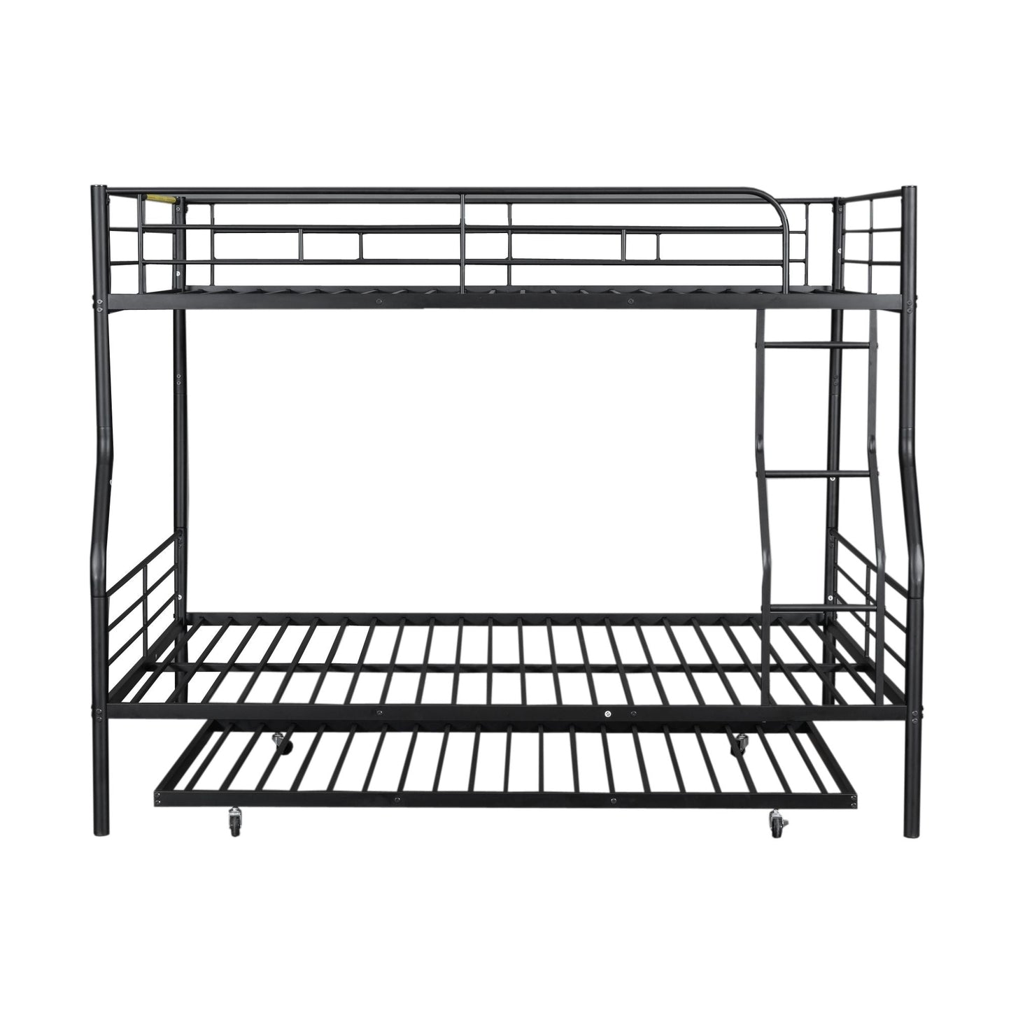 Space-Saving Full XL Over Queen Metal Bunk Bed with Trundle, Black | Just Better Bunk Beds