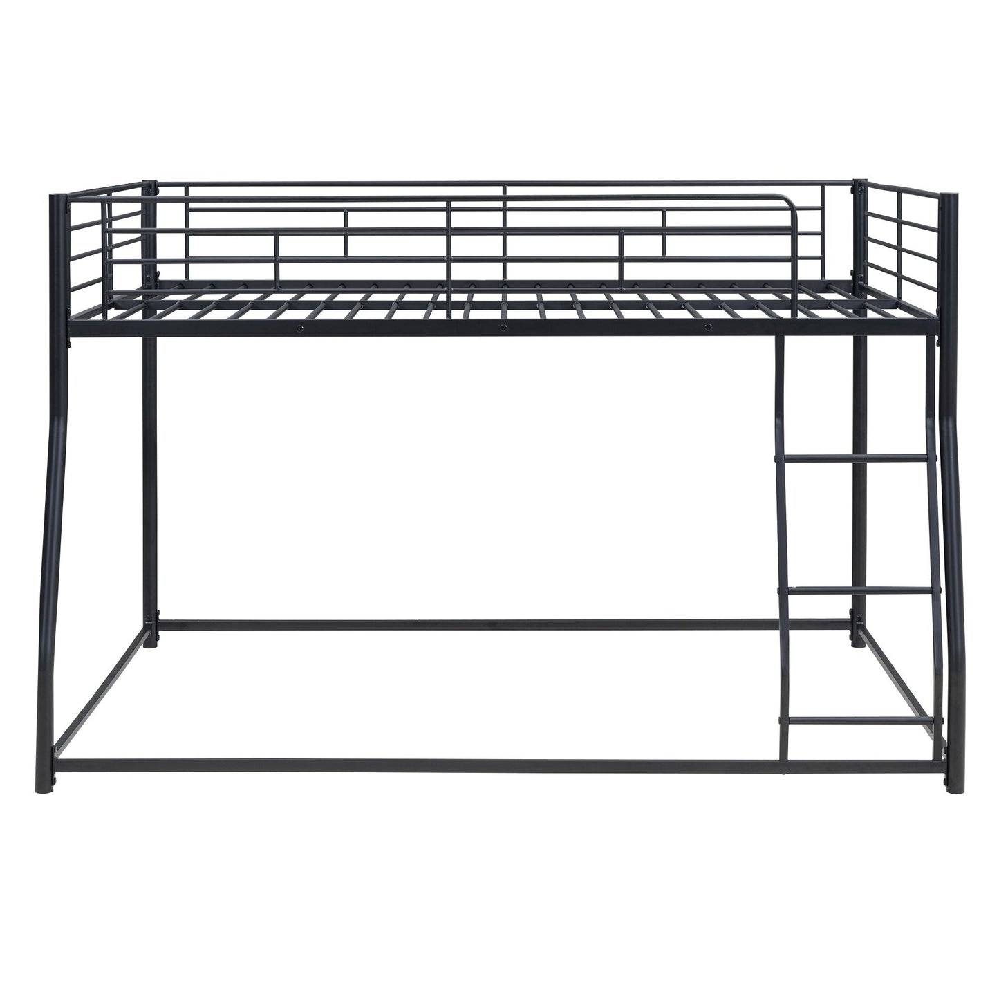 Shared Room Solution Full XL Over Queen Metal Floor Bunk Bed, Black | Just Better Bunk Beds