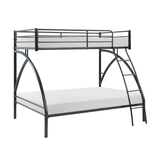 Black Metal Frame Twin/Full Bunk Bed,  Youth Bed,  Youth Bedroom Furniture,  Easy Assembly