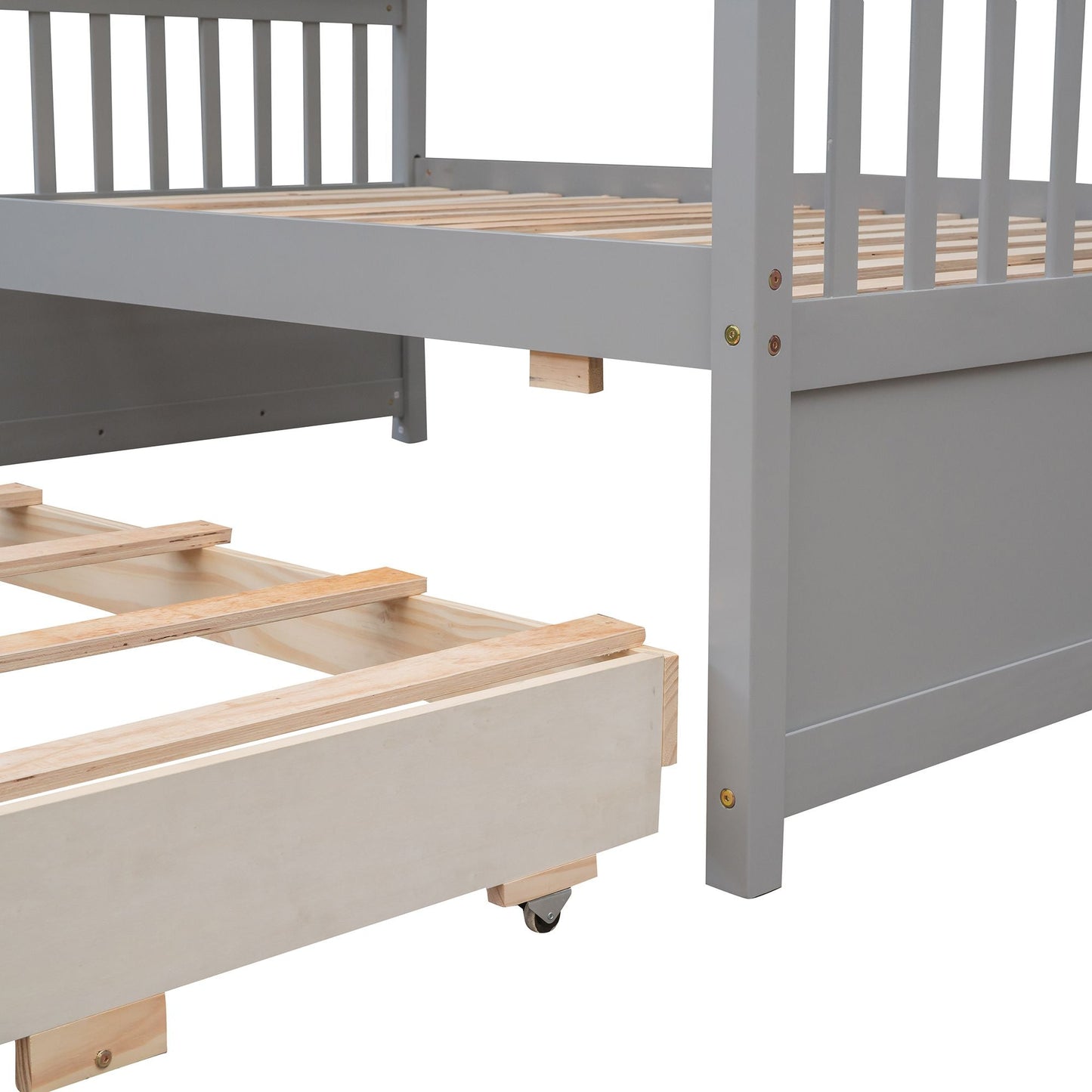 Shared Room Solution Twin Over Full Wood Bunk Bed with Twin Trundle and Drawers, White | Just Better Bunk Beds