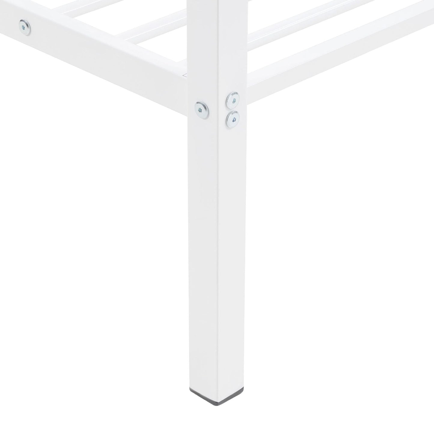 Heavy-Duty Full Over Full Metal Bunk Bed with Built-In Ladder and Safety Guard Rail, White | Just Better Bunk Beds