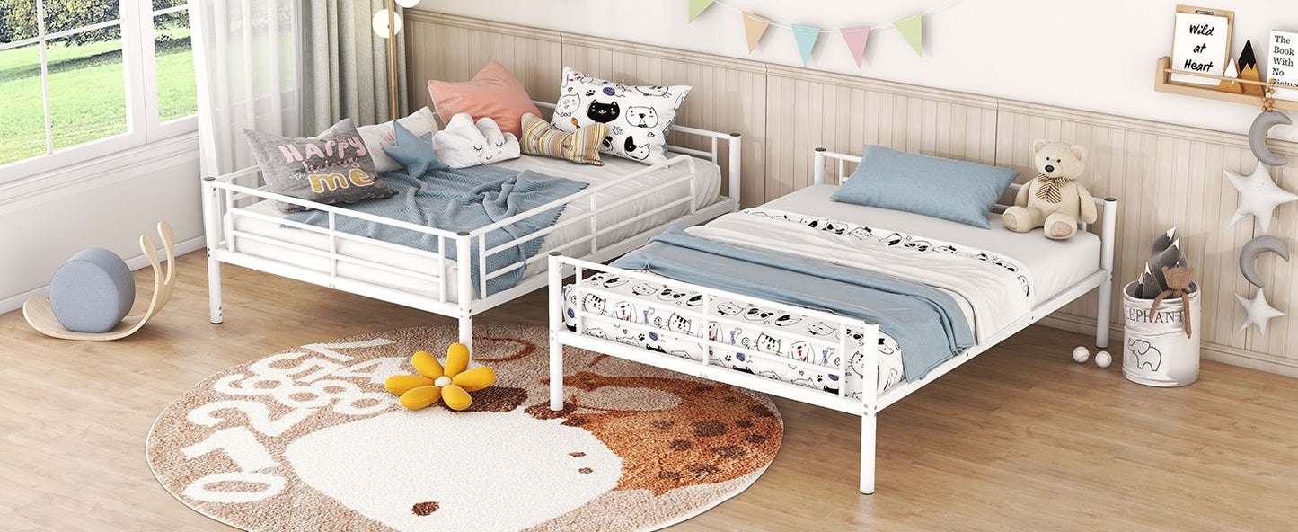 Full Over Full Metal Bunk Bed,  White