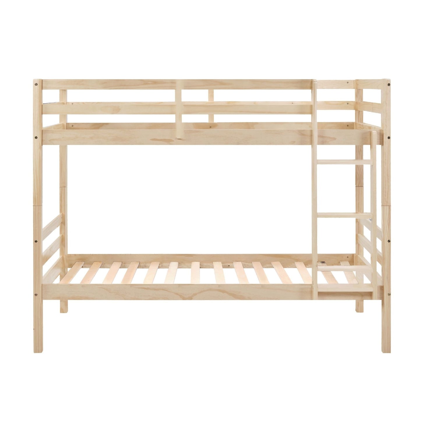Shared Room Solution Twin Over Twin Wood Bunk Bed with Ladder, White | Just Better Bunk Beds