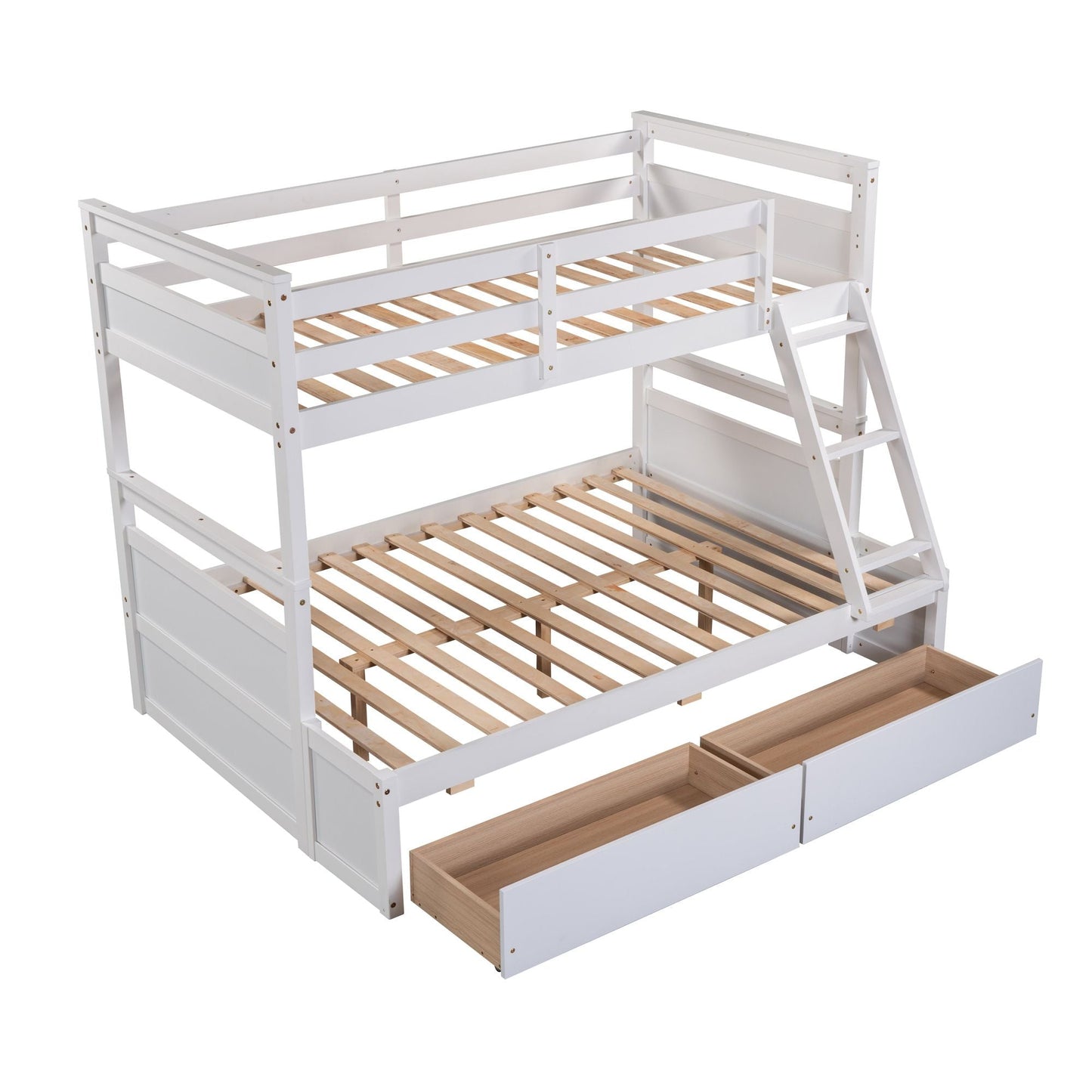 Space-Saving Twin Over Full Wood Bunk Bed with Storage, White | Just Better Bunk Beds