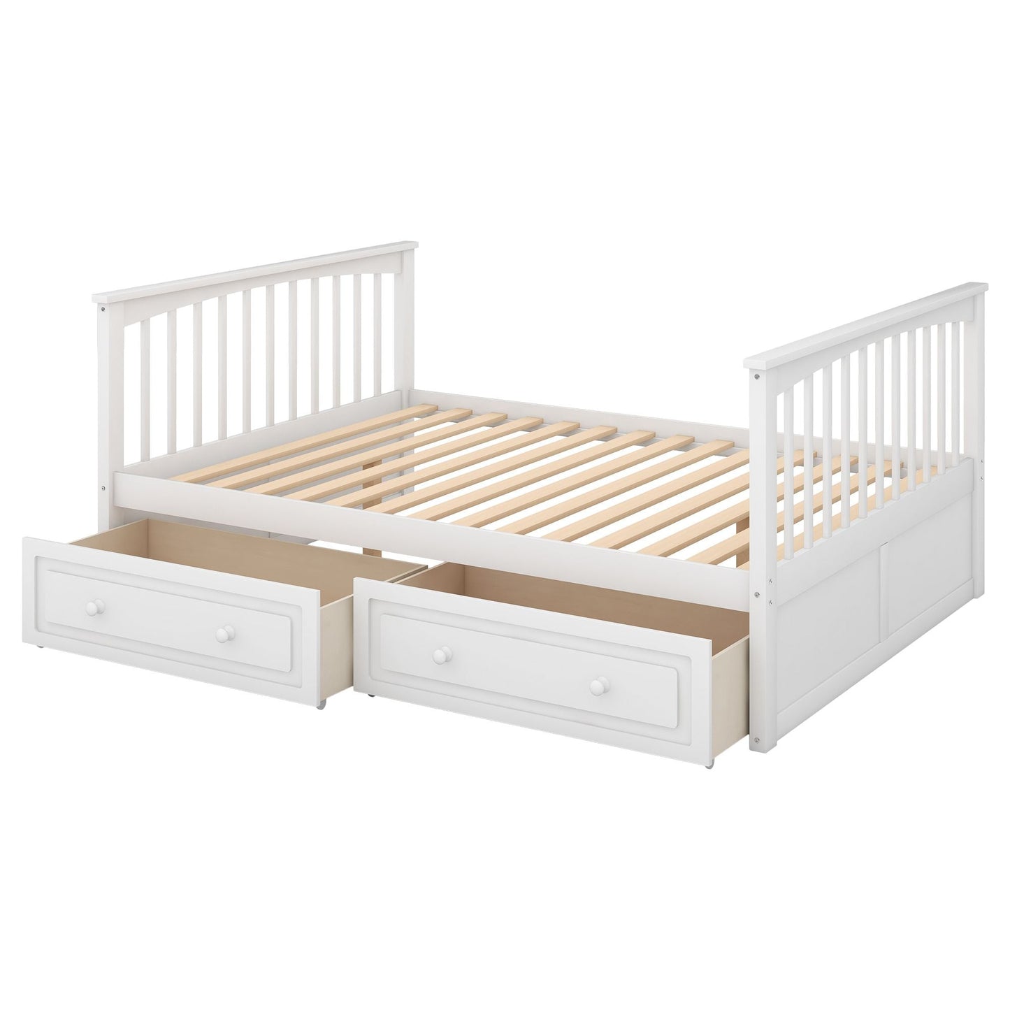 Convertible Full Over Full Wood Bunk Bed with Drawers, White | Just Better Bunk Beds