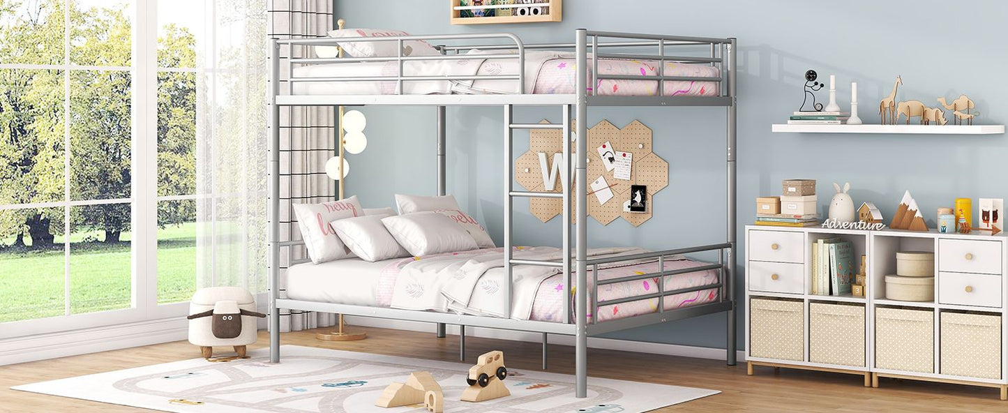 Space-Saving Full Over Full Metal Bunk Bed, Available in Black, Silver, and White | Just Better Bunk Beds