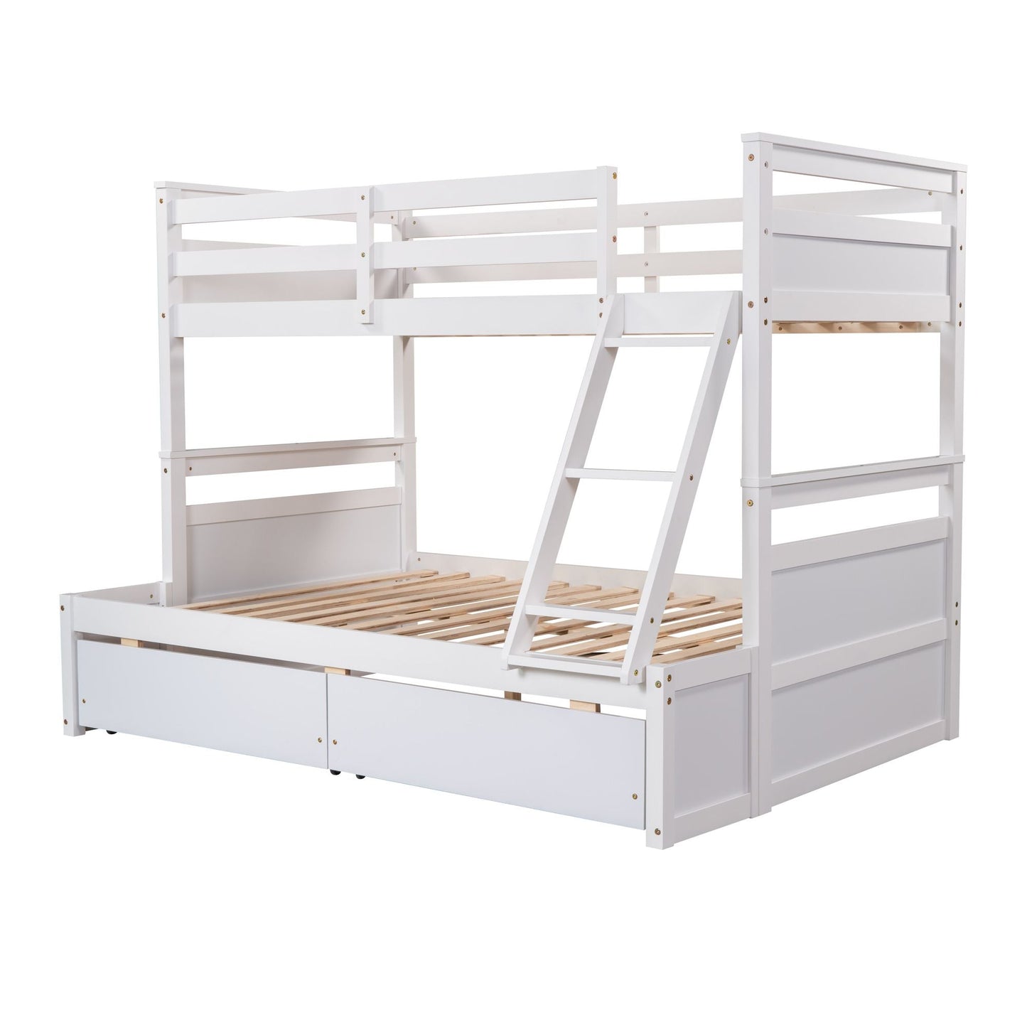 Space-Saving Twin Over Full Wood Bunk Bed with Storage, White | Just Better Bunk Beds