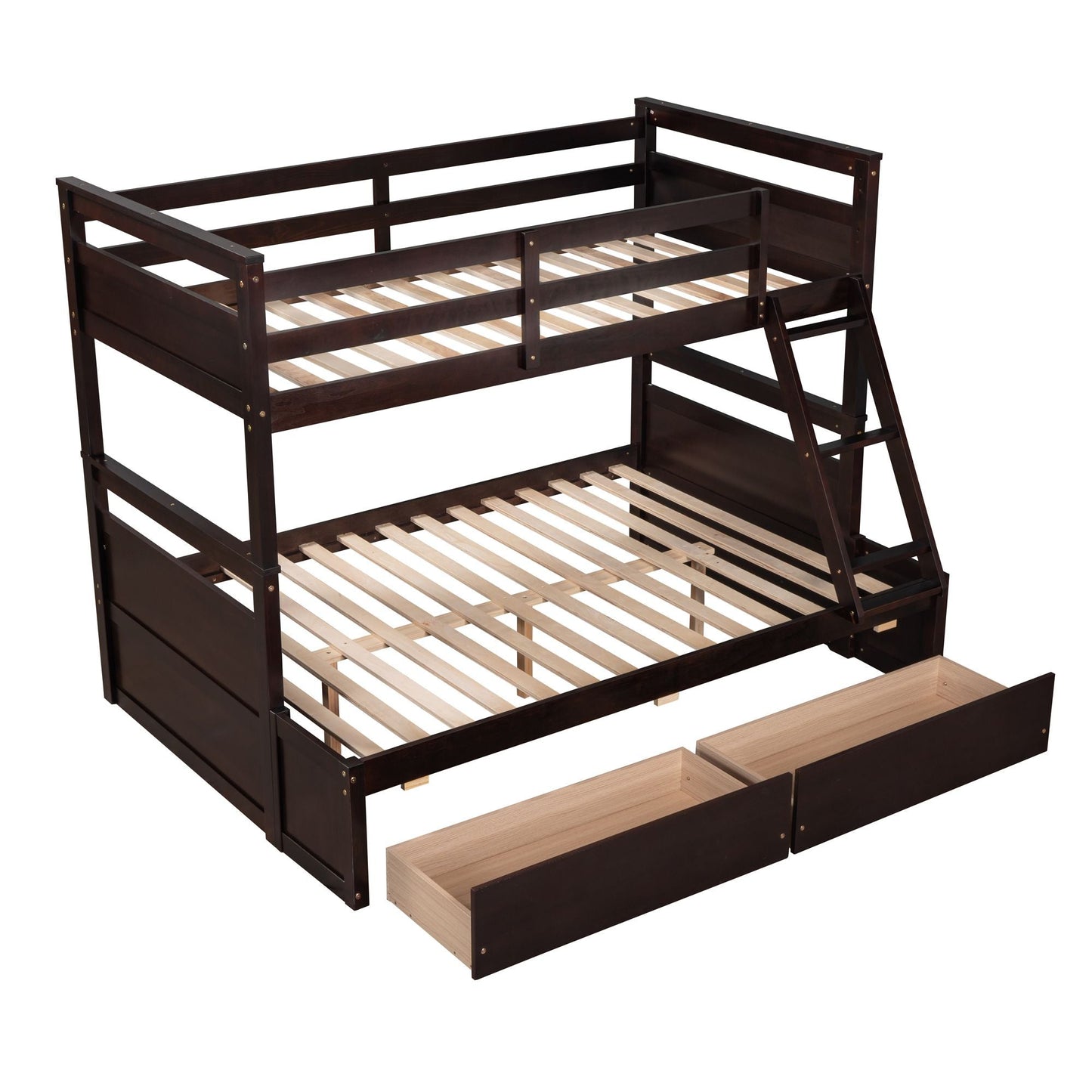 Space-Saving Twin Over Full Wood Bunk Bed with Storage, White | Just Better Bunk Beds
