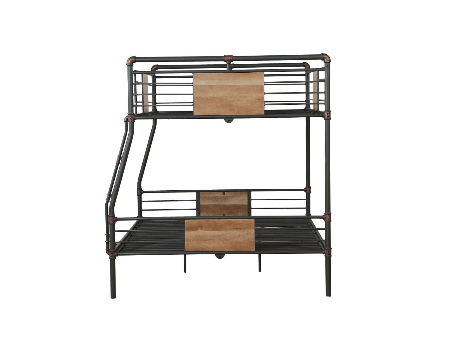 House-Style Full XL Over Queen Wood Bunk Bed Black and Dark Bronze Hand-Brushed Finish | Just Better Bunk Beds