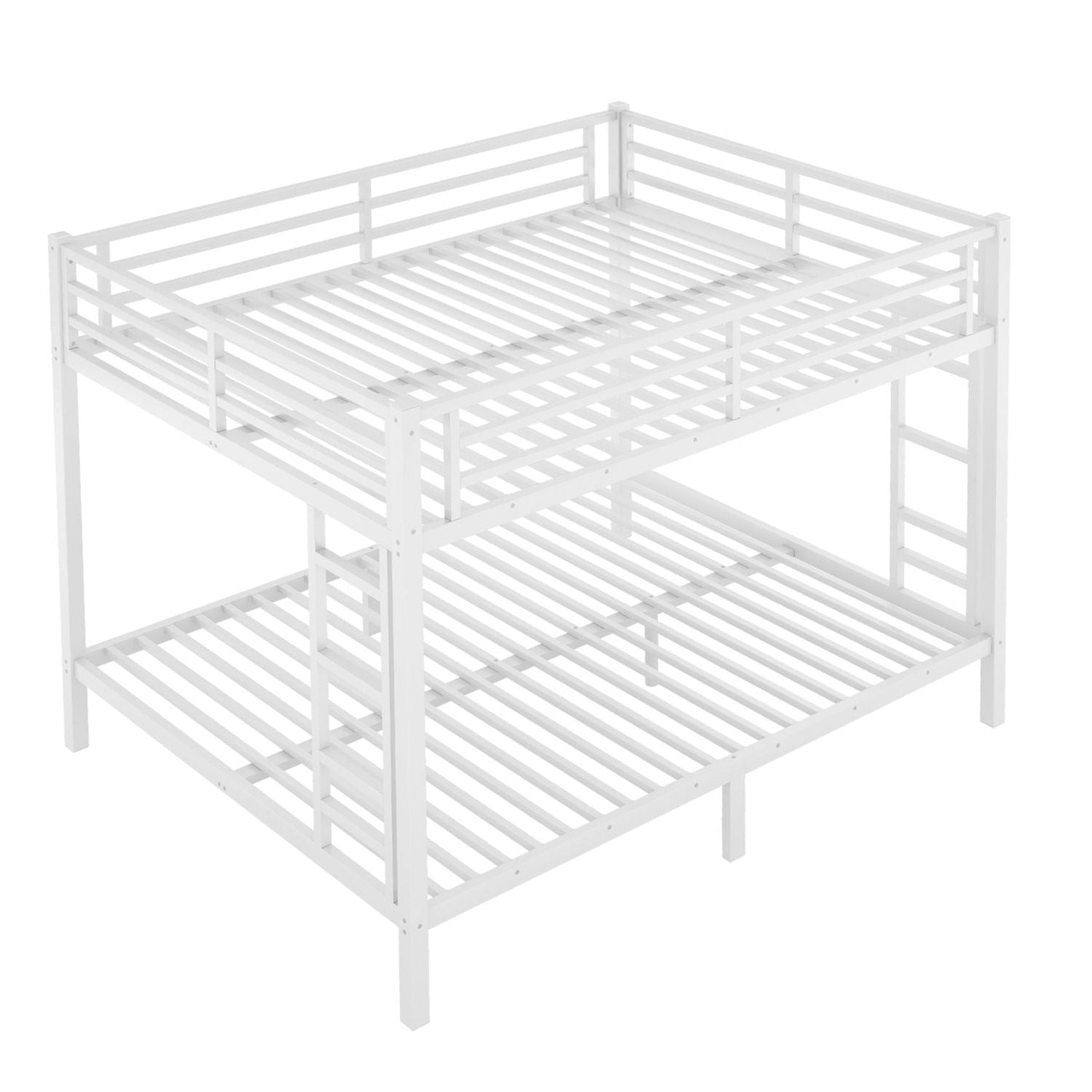 Heavy-Duty Queen Over Queen Metal Bunk Bed for Teens and Adults, Space-Saving, Noise Reduced, No Box Spring Needed, White | Just Better Bunk Beds