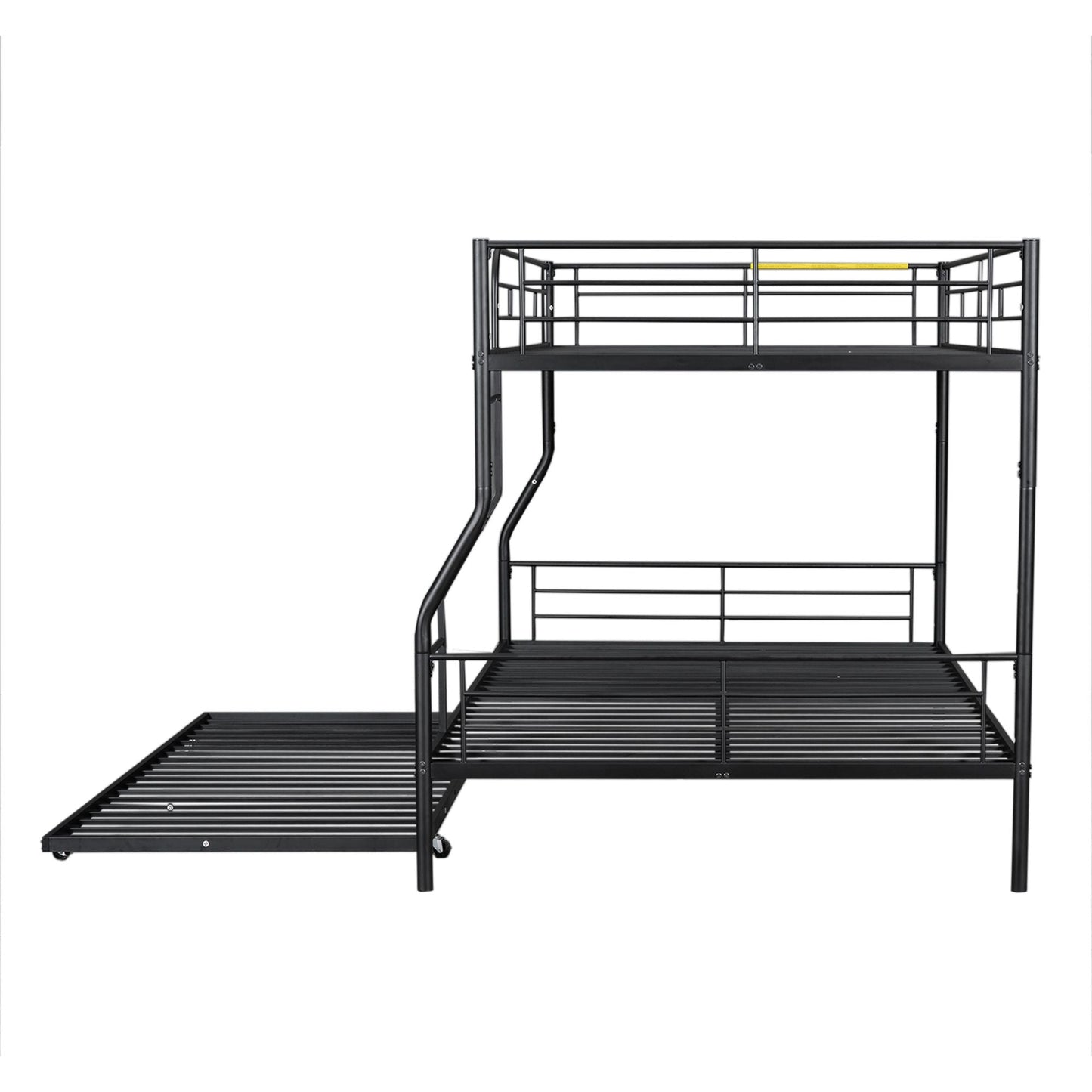 Space-Saving Full XL Over Queen Metal Bunk Bed with Trundle, Black | Just Better Bunk Beds