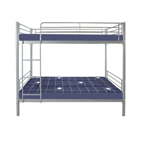 Twin Size Gray Iron Bunk Bed with Ladder for Kids - Stylish and Space-Saving Design