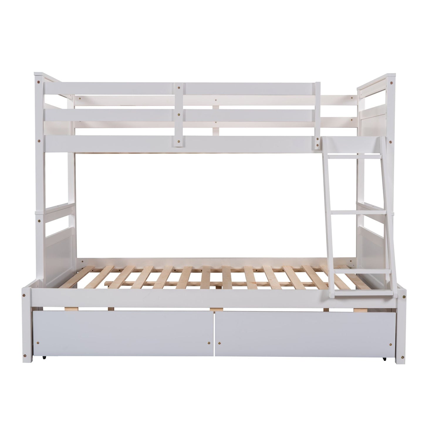 Space-Saving Twin Over Full Wood Bunk Bed with Storage, White | Just Better Bunk Beds