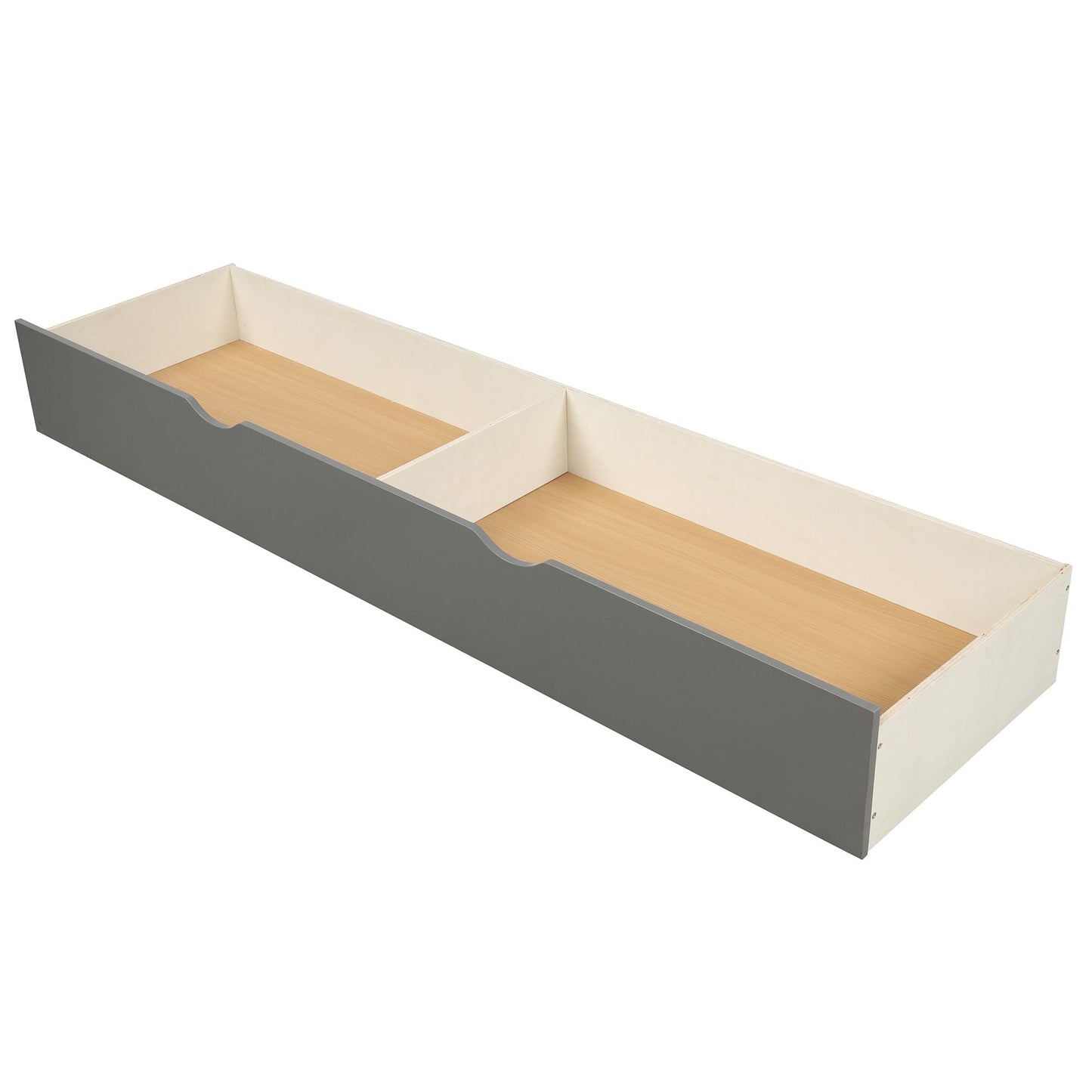 Convertible Twin Over Full/Twin Wood Bunk Bed with Storage Shelves and Drawers, Gray | Just Better Bunk Beds