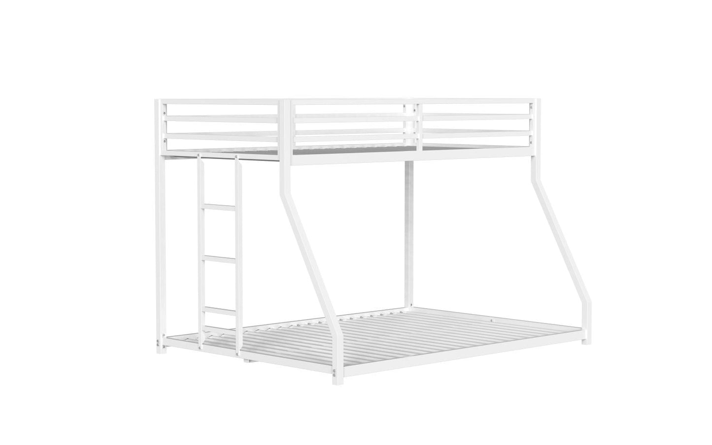 Heavy-Duty Twin Over Full Metal Bunk Bed with Stable Ladder, Low Profile, White | Just Better Bunk Beds