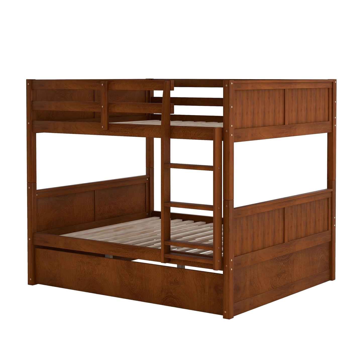 Shared Room Solution Full Over Full Wood Bunk Bed with Twin Trundle, White | Just Better Bunk Beds
