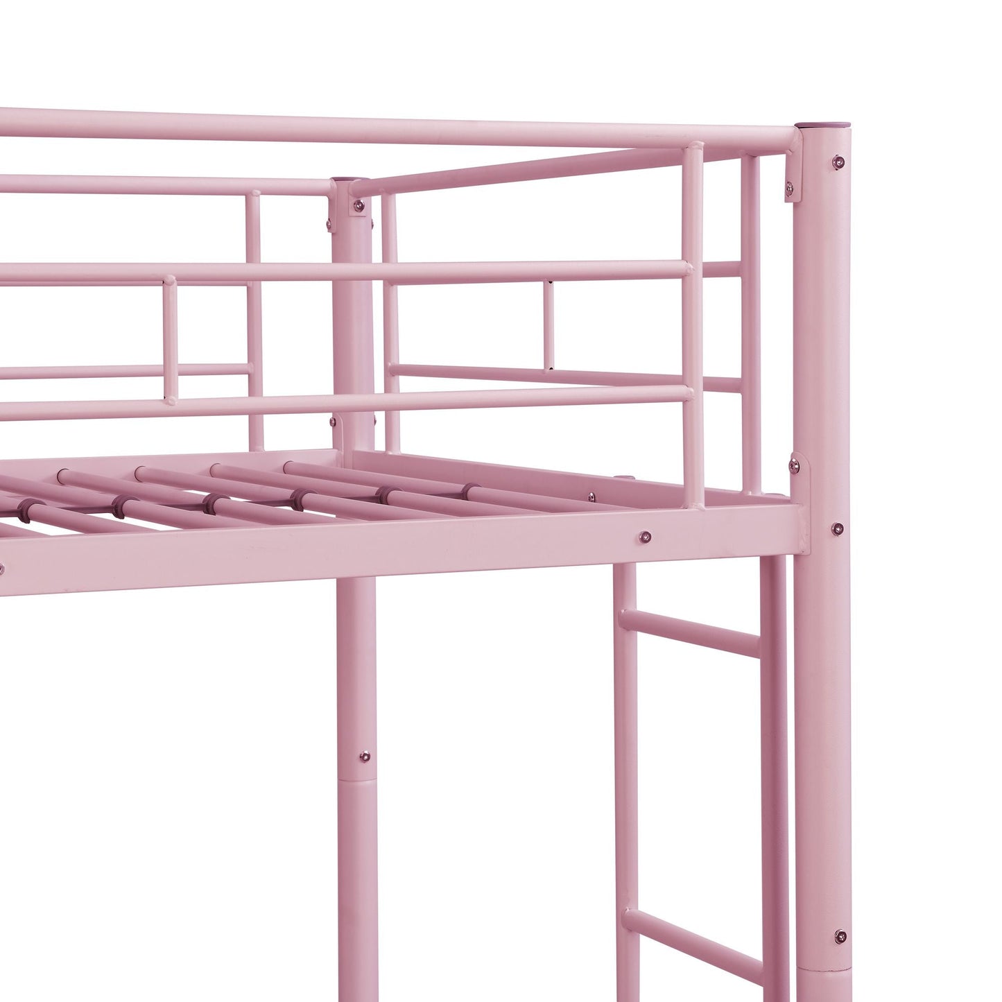 Shared Room Solution Twin Over Twin Metal Bunk Bed with 2 Ladders and Full-Length Guardrail, Black | Just Better Bunk Beds