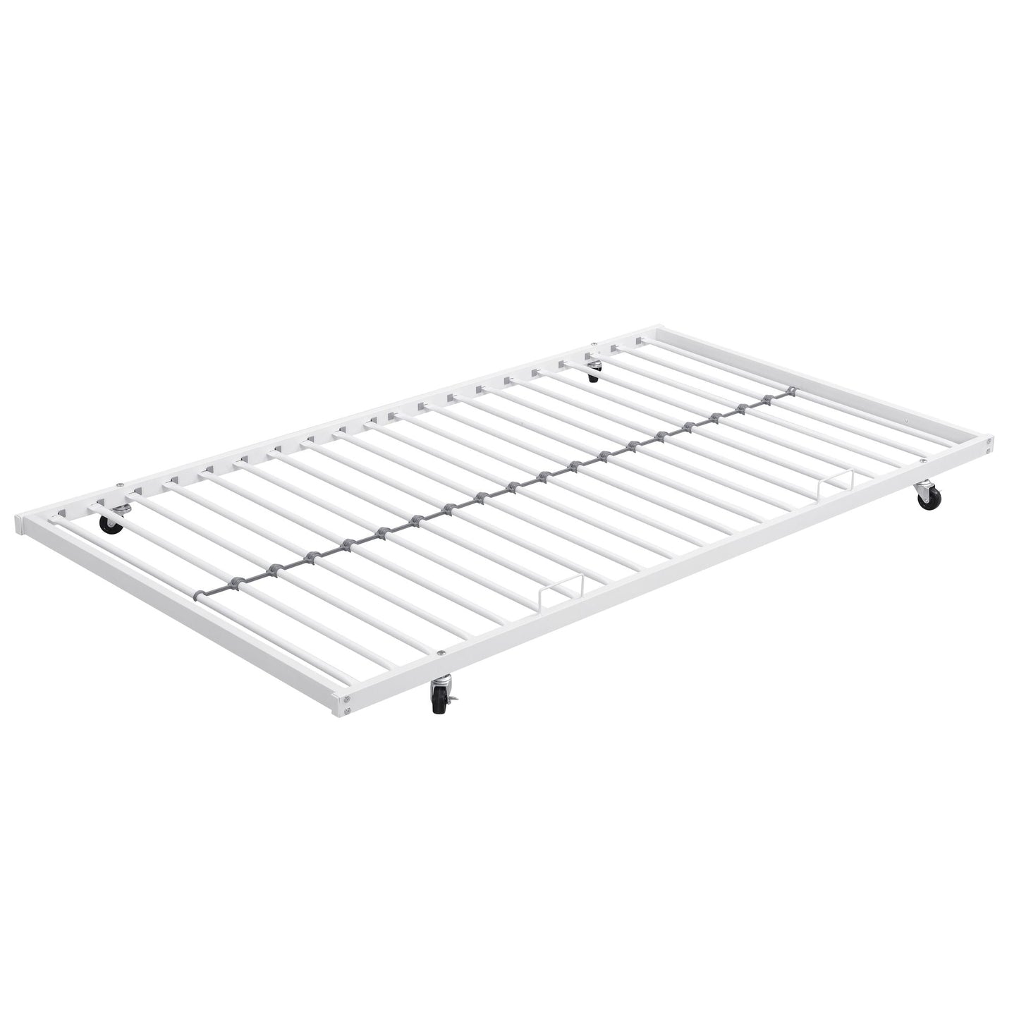 Twin Over FULL Metal Bunk Bed with Trundle 2 - Side Ladder and Full-Length Guardrail,  No Box Spring Needed,  Large Under Bed Storage,  Easy Assemble