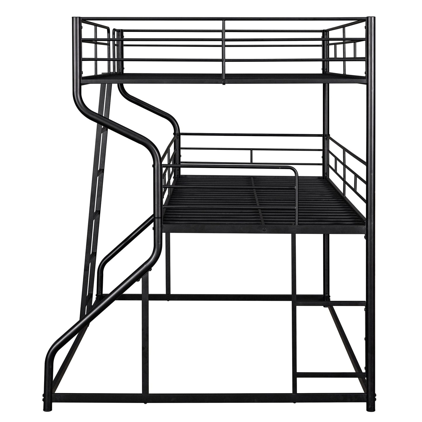Shared Room Solution Full XL Over Twin XL Over Queen Wood Triple Bunk Bed, White | Just Better Bunk Beds