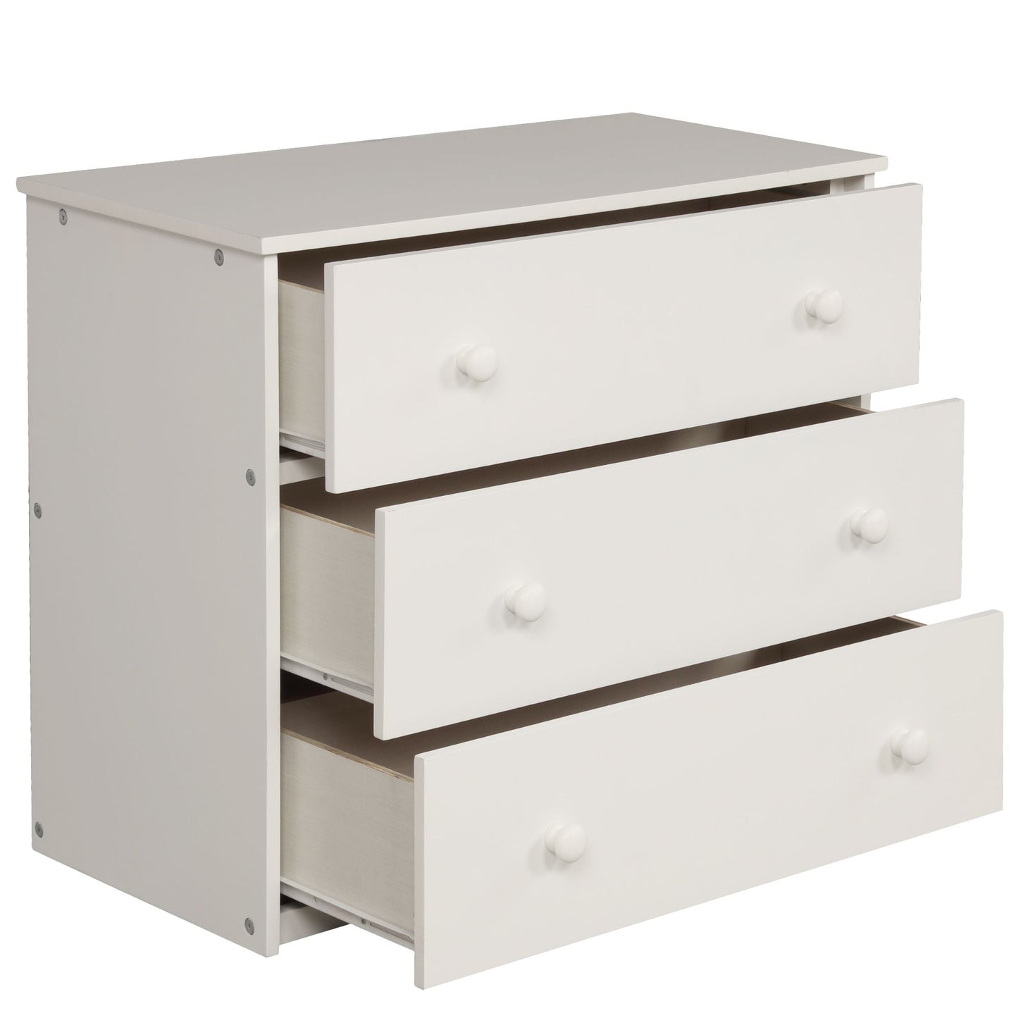 Kids Bedroom Twin Wood Loft Bed with Cabinet and Rolling Desk, White | Just Better Bunk Beds