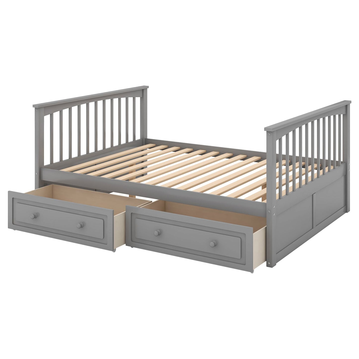 Convertible Full Over Full Wood Bunk Bed with Drawers, Gray | Just Better Bunk Beds