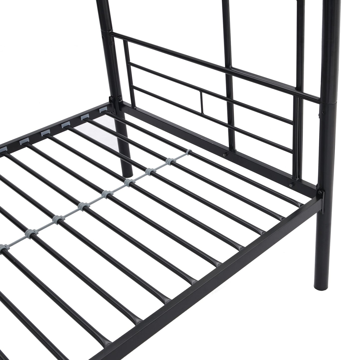 Heavy-Duty Twin Metal Bunk Bed with Trundle and Guard Rail, Multiple Colors | Just Better Bunk Beds