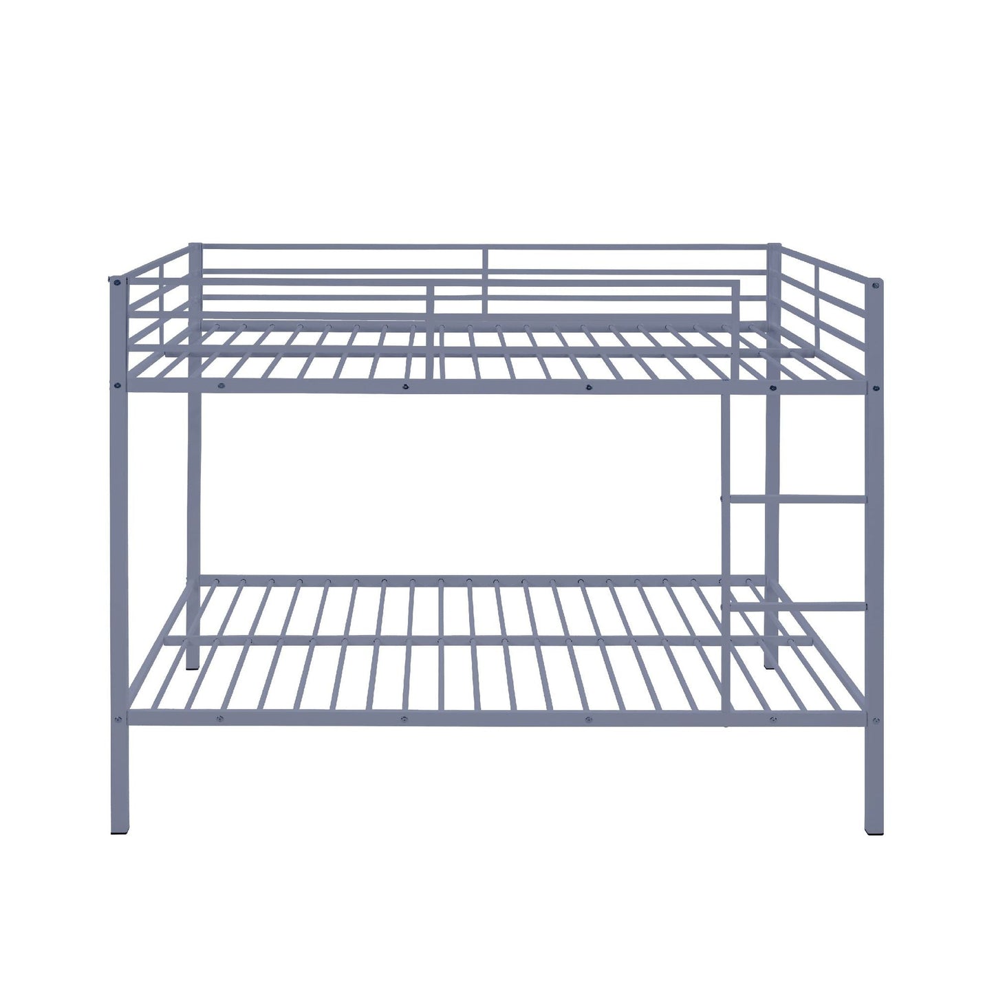 Heavy-Duty Full Over Full Metal Bunk Bed with Built-in Ladder and Safety Guard Rail, Gray | Just Better Bunk Beds