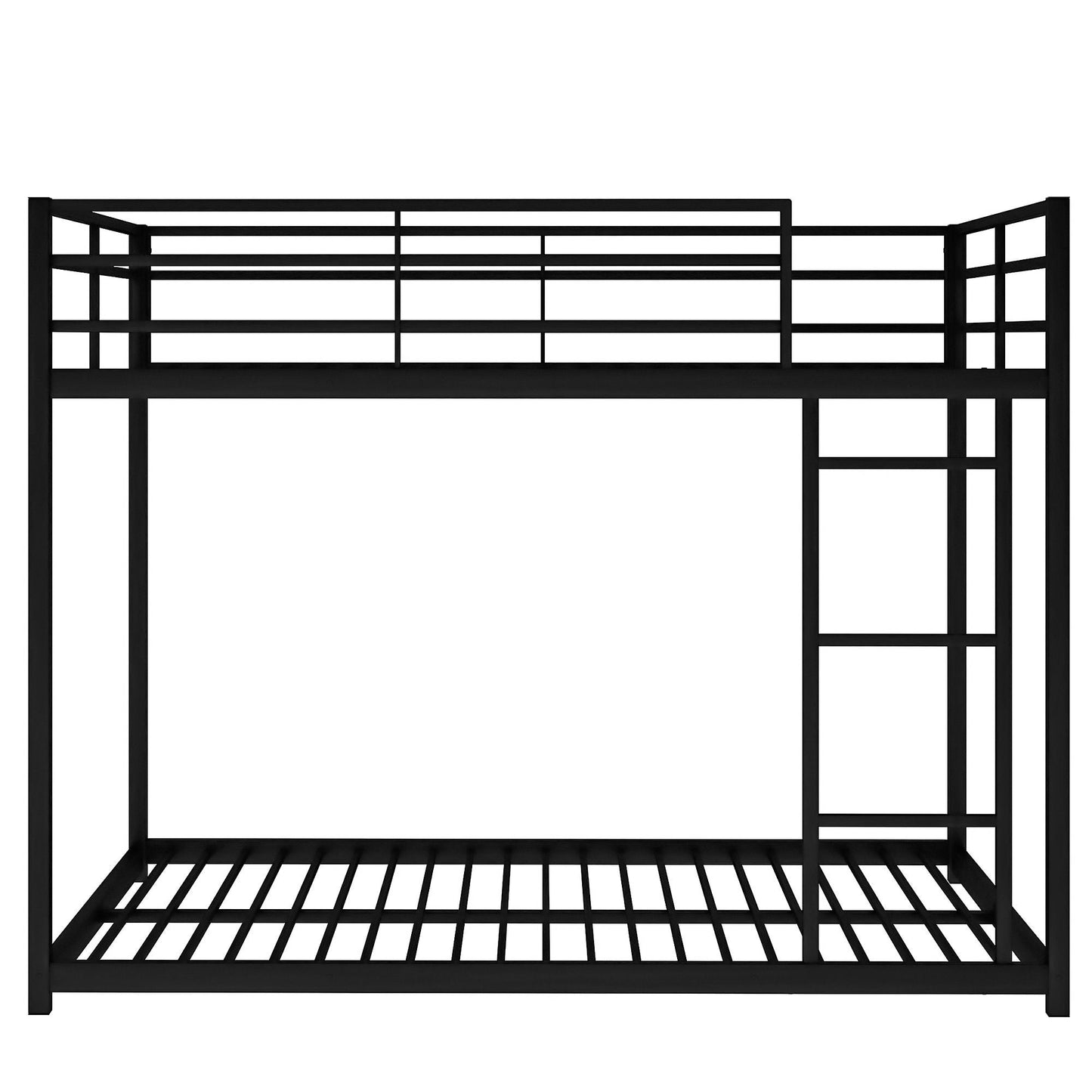 Space-Saving Low Full Over Full Metal Bunk Bed with Ladder, Black | Just Better Bunk Beds