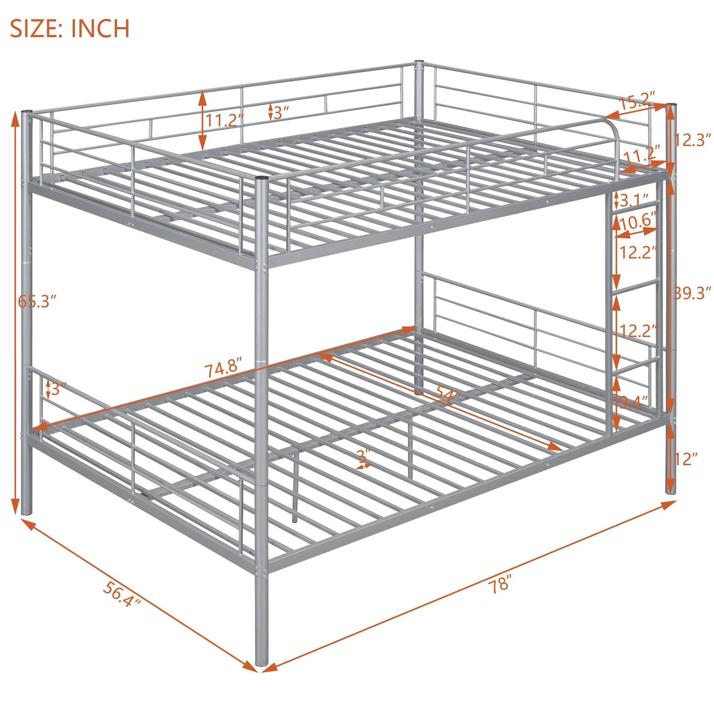 Space-Saving Full Over Full Metal Bunk Bed, Available in Black, Silver, and White | Just Better Bunk Beds