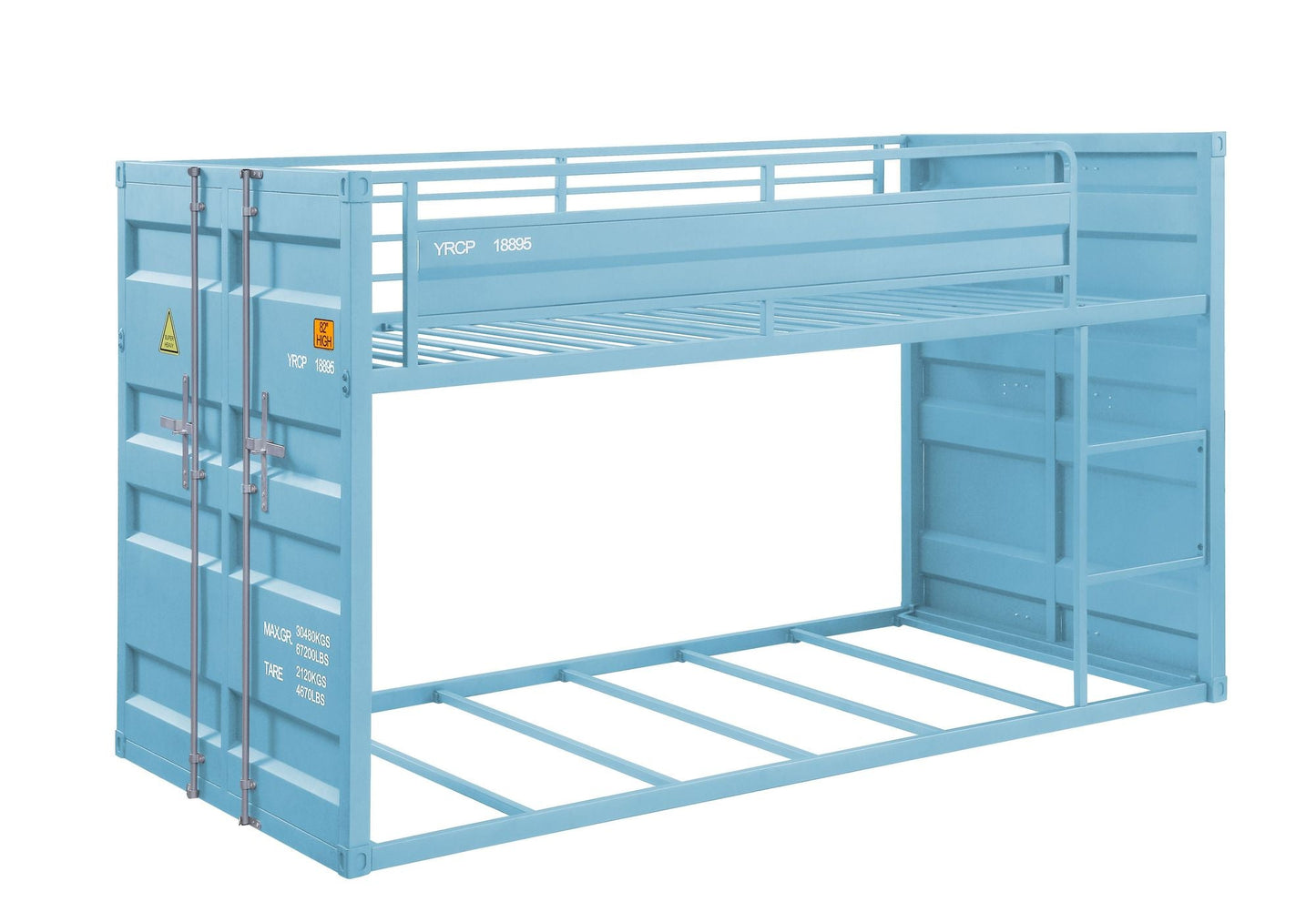 Kids Bedroom Twin Over Twin Wood Bunk Bed, Aqua Finish | Just Better Bunk Beds