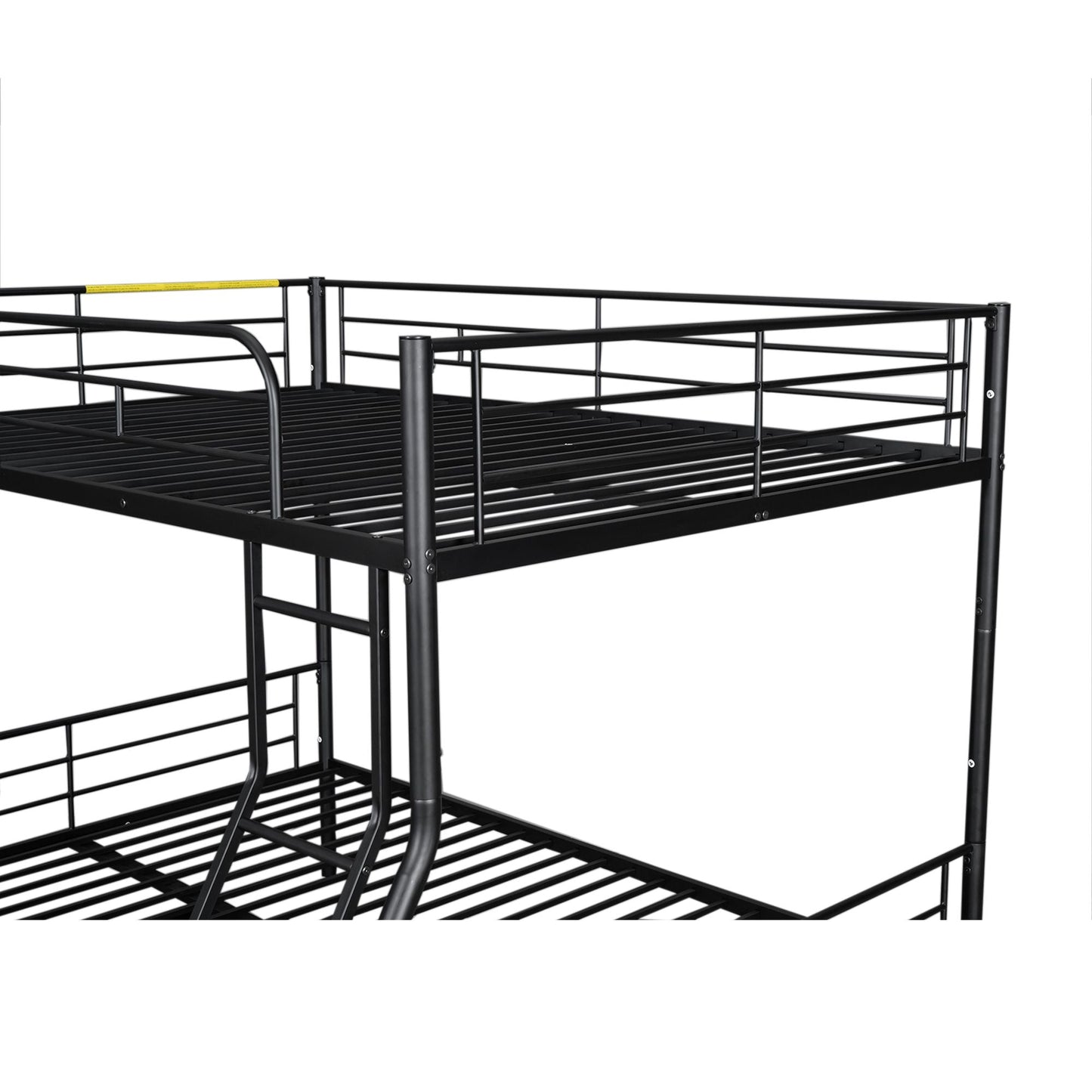 Space-Saving Full XL Over Queen Metal Bunk Bed with Trundle, Black | Just Better Bunk Beds