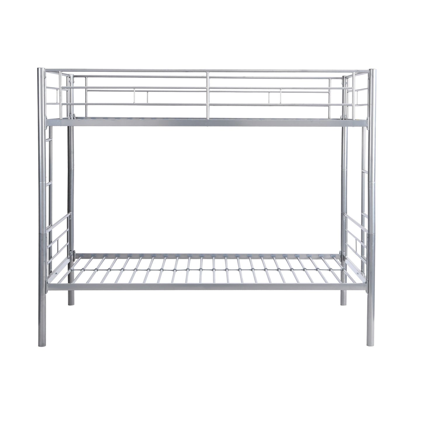 Shared Room Solution Twin Over Twin Metal Bunk Bed with 2 Ladders and Full-Length Guardrail, Black | Just Better Bunk Beds