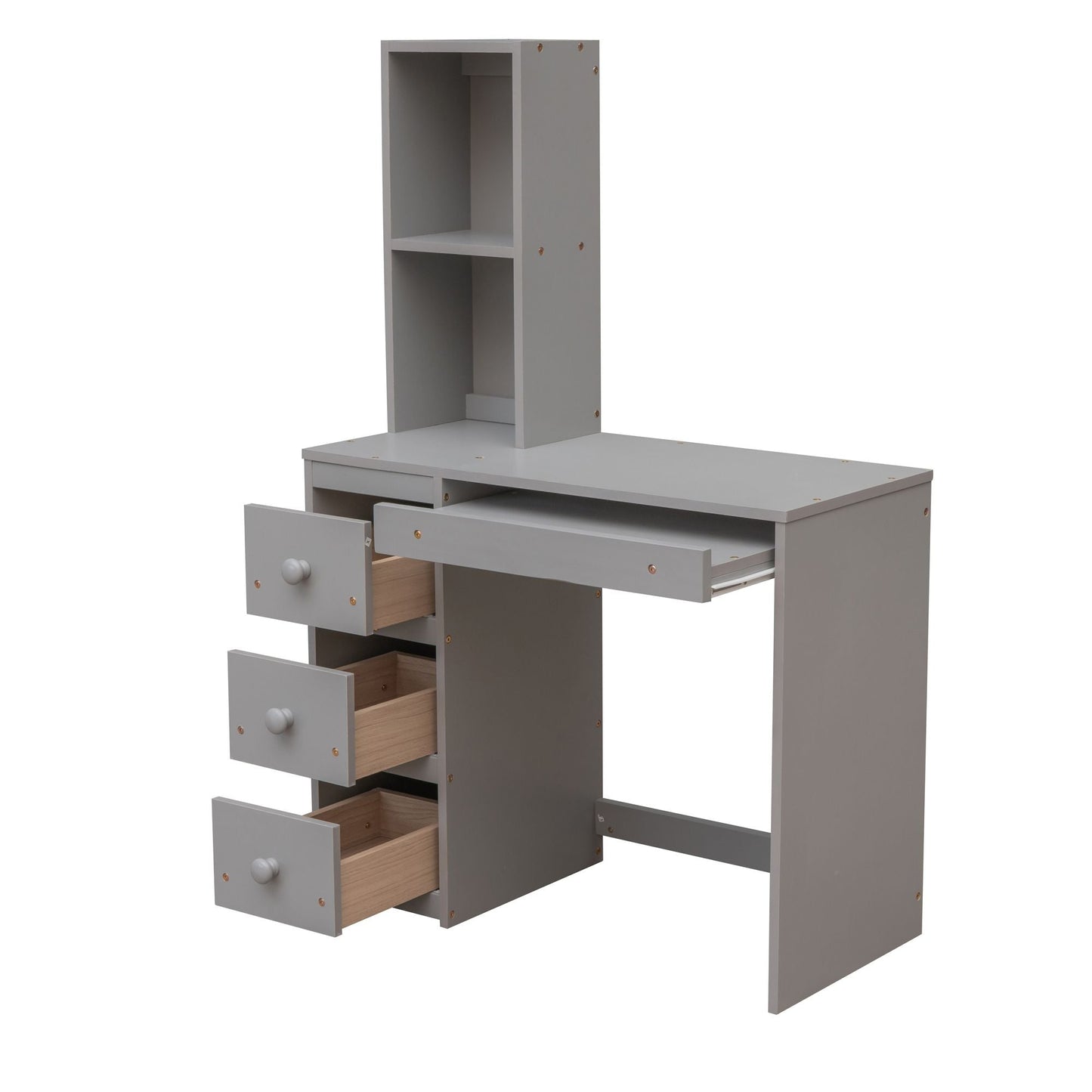 Space-Saving Twin Wood Loft Bed with Stand-Alone Bed, Storage Staircase, Desk, Shelves and Drawers, White | Just Better Bunk Beds