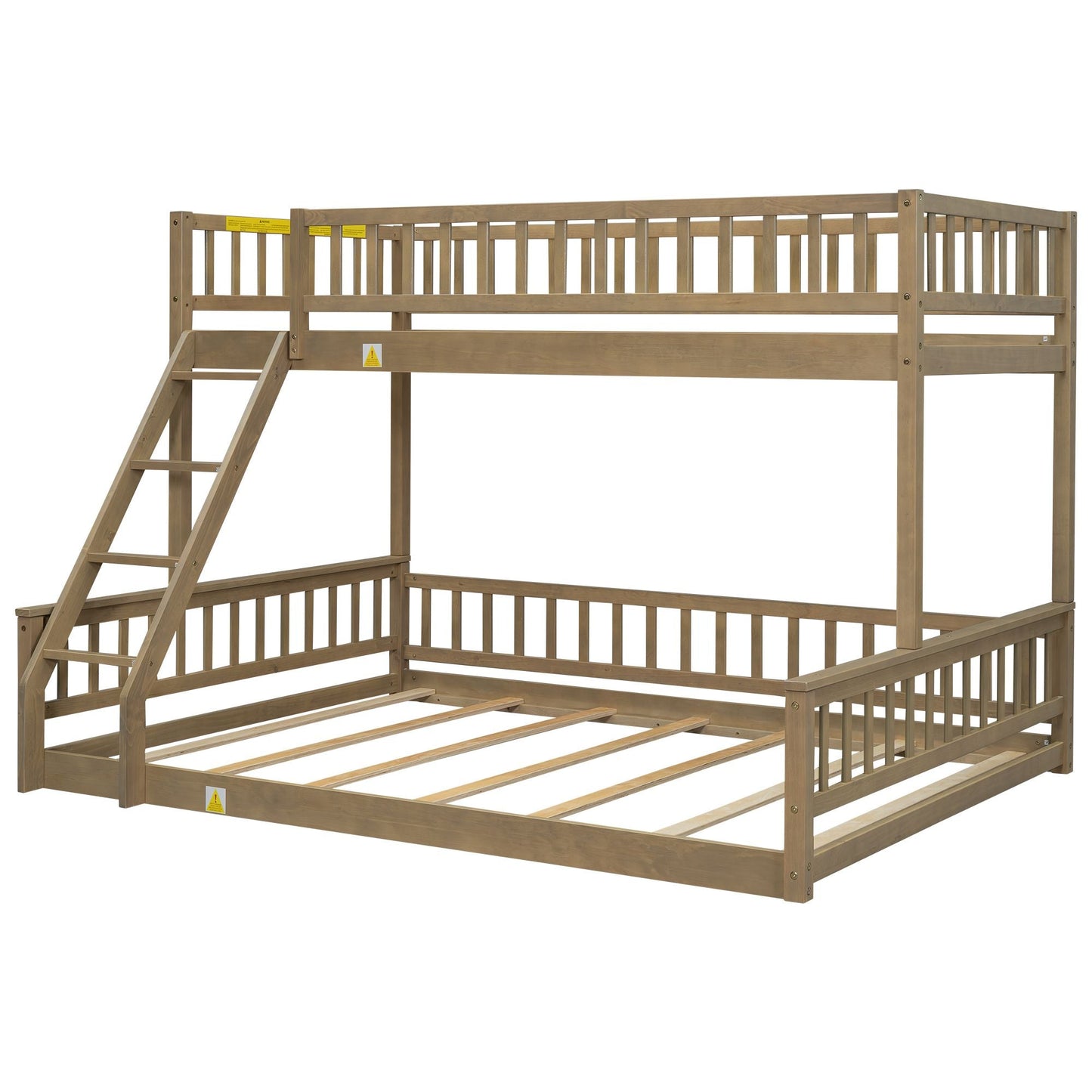 Shared Room Solution Twin XL Over Queen Wood Bunk Bed, Walnut | Just Better Bunk Beds